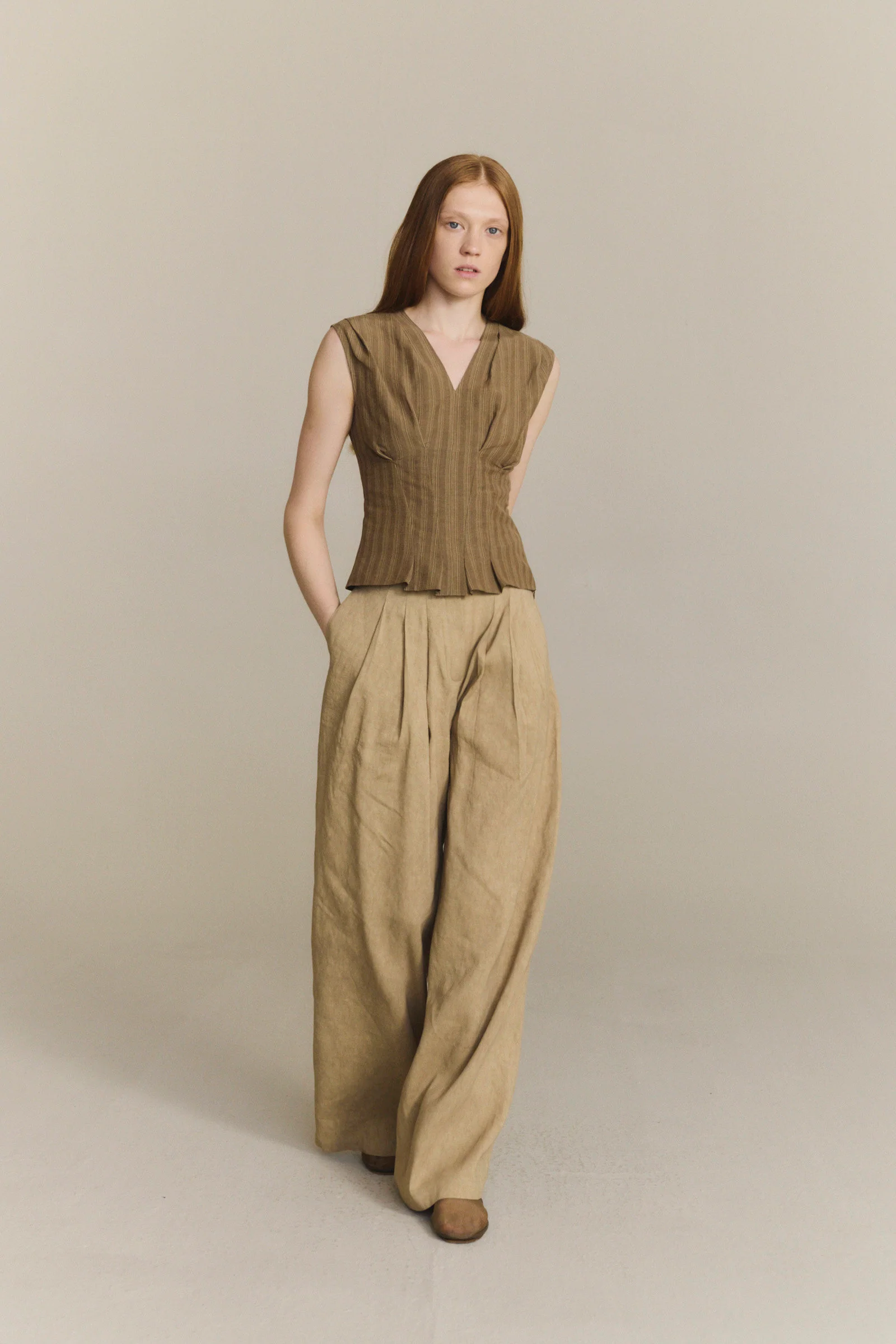 Cortana Spring/Summer 2026 IDA Top/Vest CTN-PS26-A0472-BROWN STRIPES - Image 10