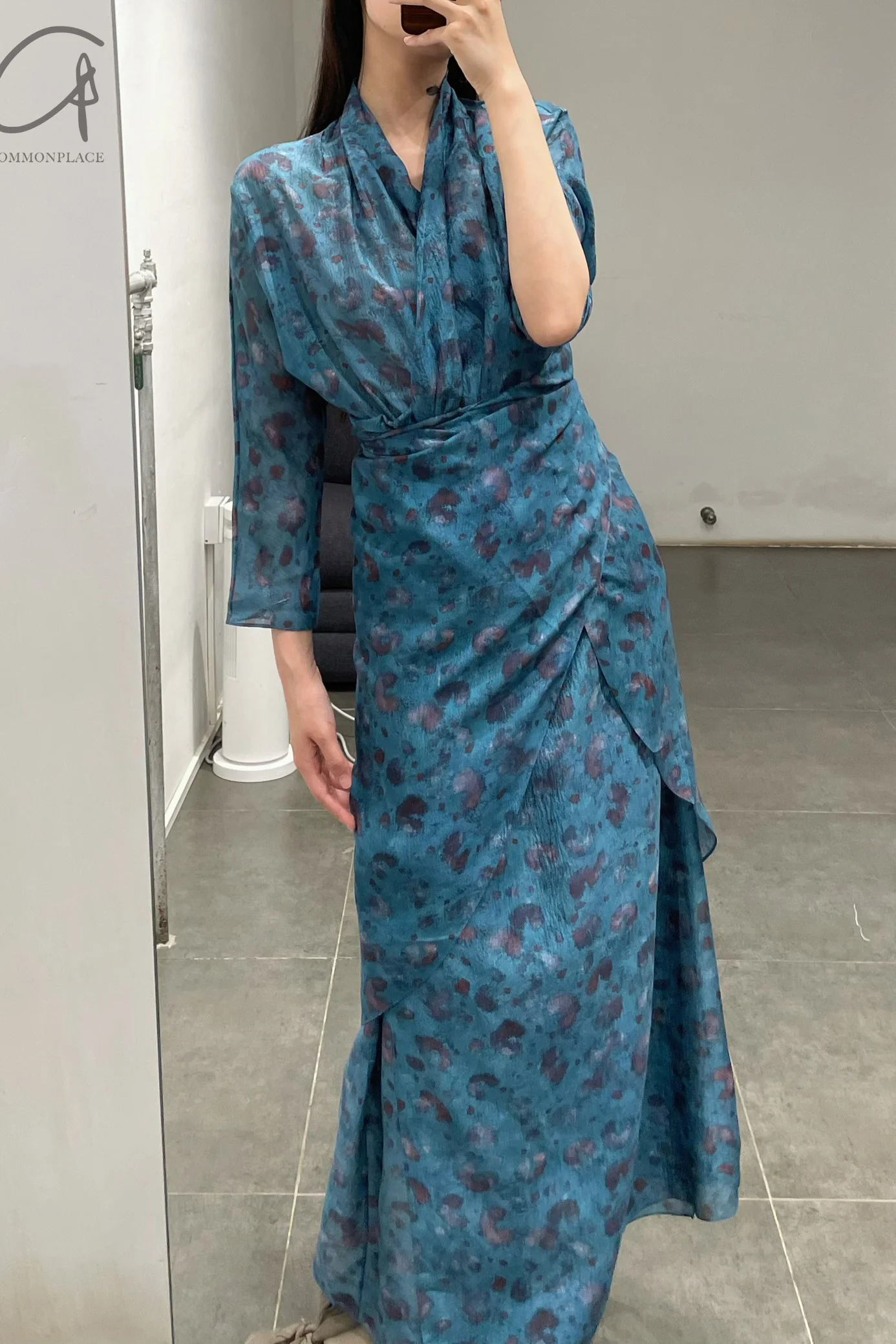 Cortana Spring/Summer 24 Silk Sophia Dress Blue A-3747-LAN - Image 9