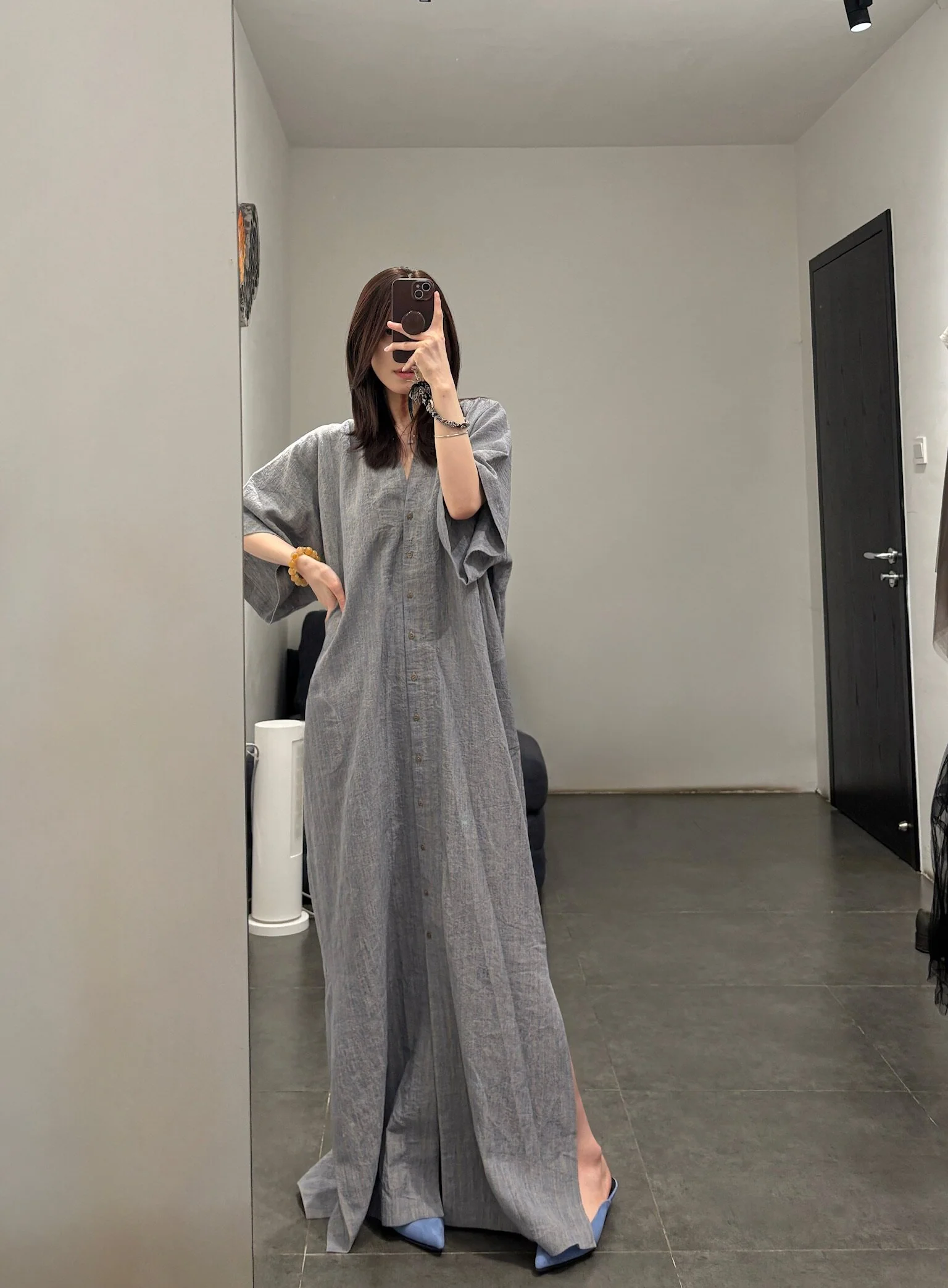 Cortana SS26 Camila Dress CTN-SS26-A3612-BLUE GREY STRIPES - Image 16