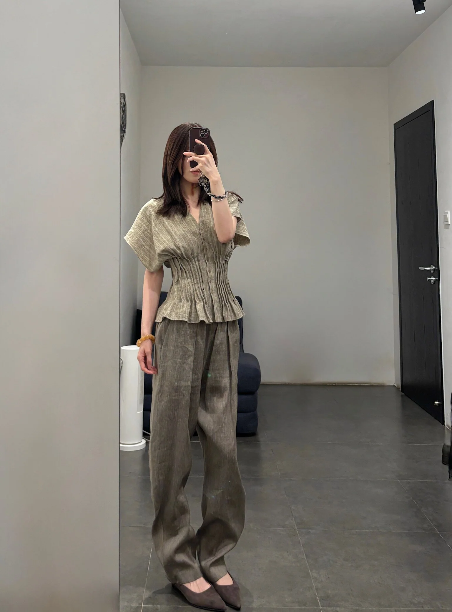 Cortana SS26 Camila Shirt CTN-SS26-A0606-GREYISH GREEN STRIPES - Image 24
