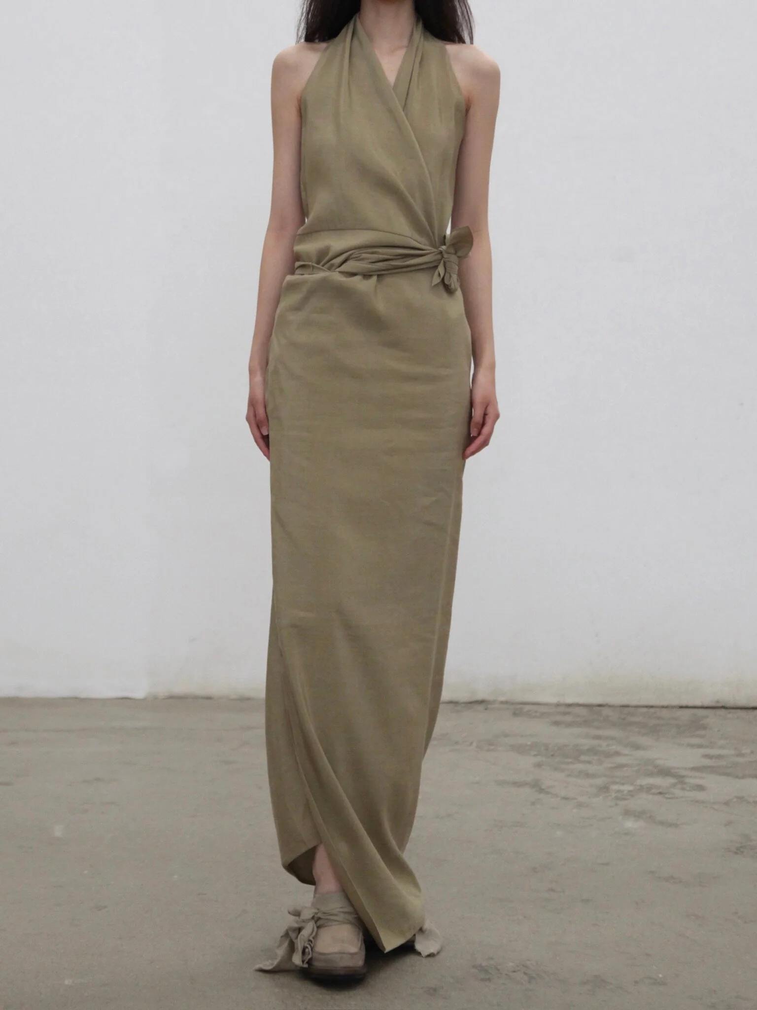 Cortana SS26 Mona Dress CTN-SS26-A3805-Matte Khaki - Image 10