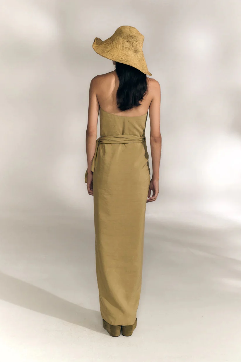 Cortana SS26 Mona Dress CTN-SS26-A3805-Matte Khaki - Image 6