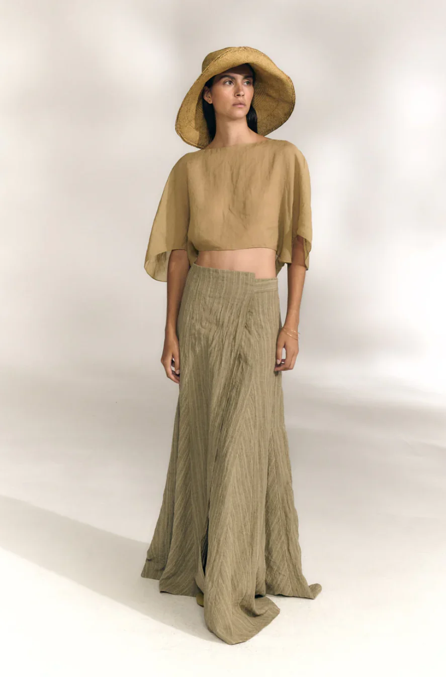 Cortana SS26 NILO Skirt CTN-SS26-A2188-GREYISH GREEN STRIPES - Image 16