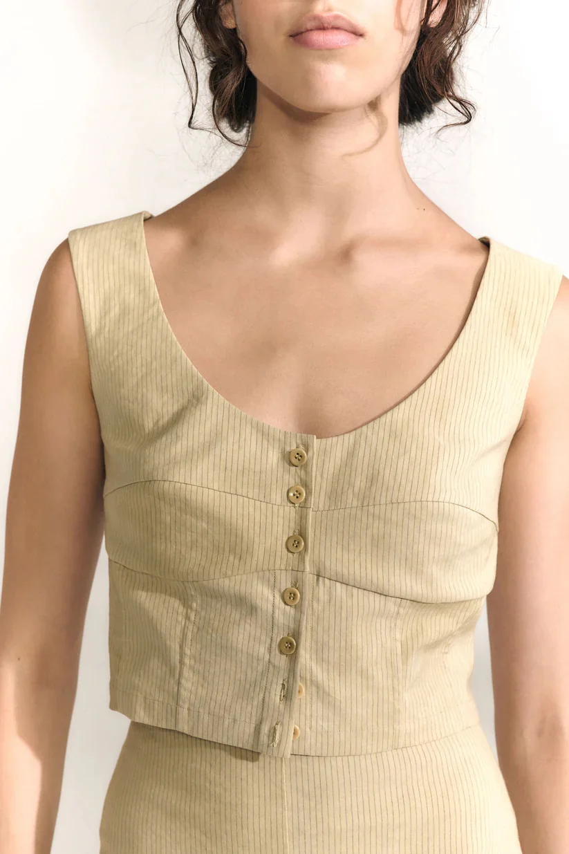 Cortana SS26 REMO Vest CTN-SS26-A0610-FADE BEIGE STRIPES - Image 13