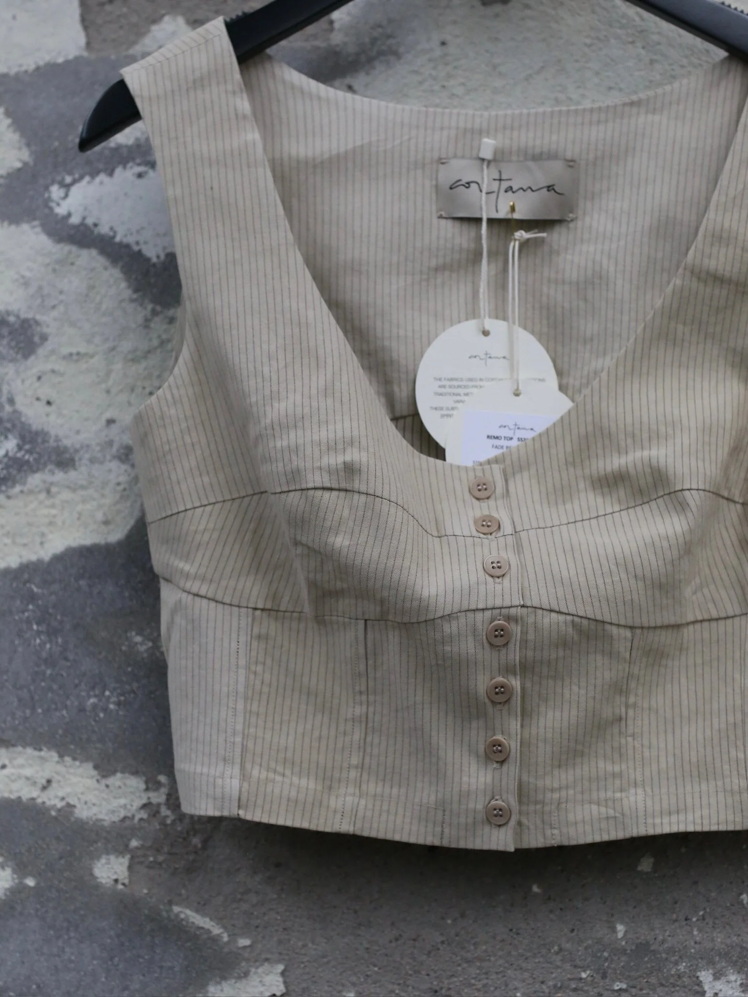 Cortana SS26 REMO Vest CTN-SS26-A0610-FADE BEIGE STRIPES - Image 8