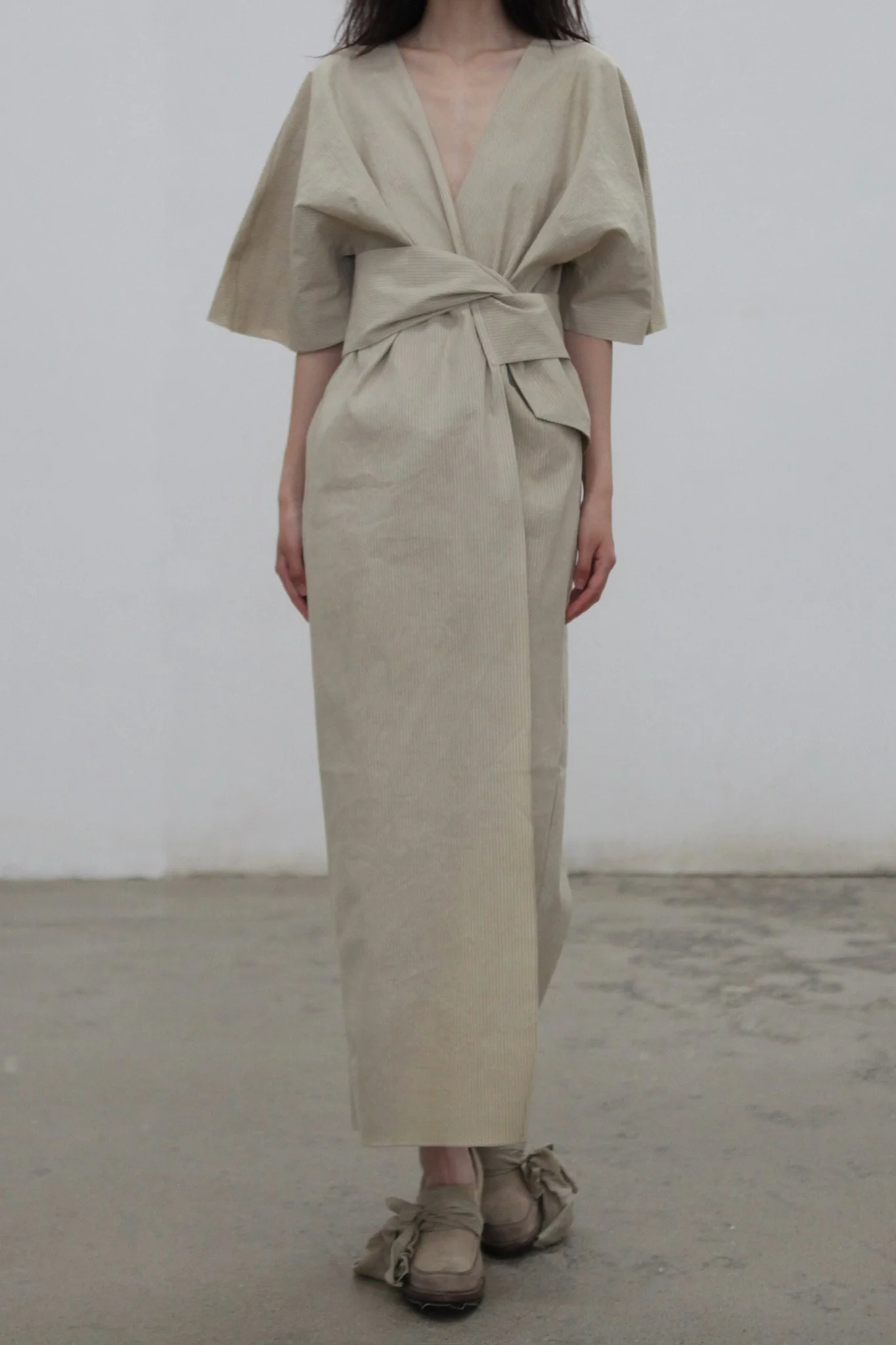 Cortana SS26 RYO Dress CTN-SS26-A3861-FADE BEIGE STRIPES - Image 2