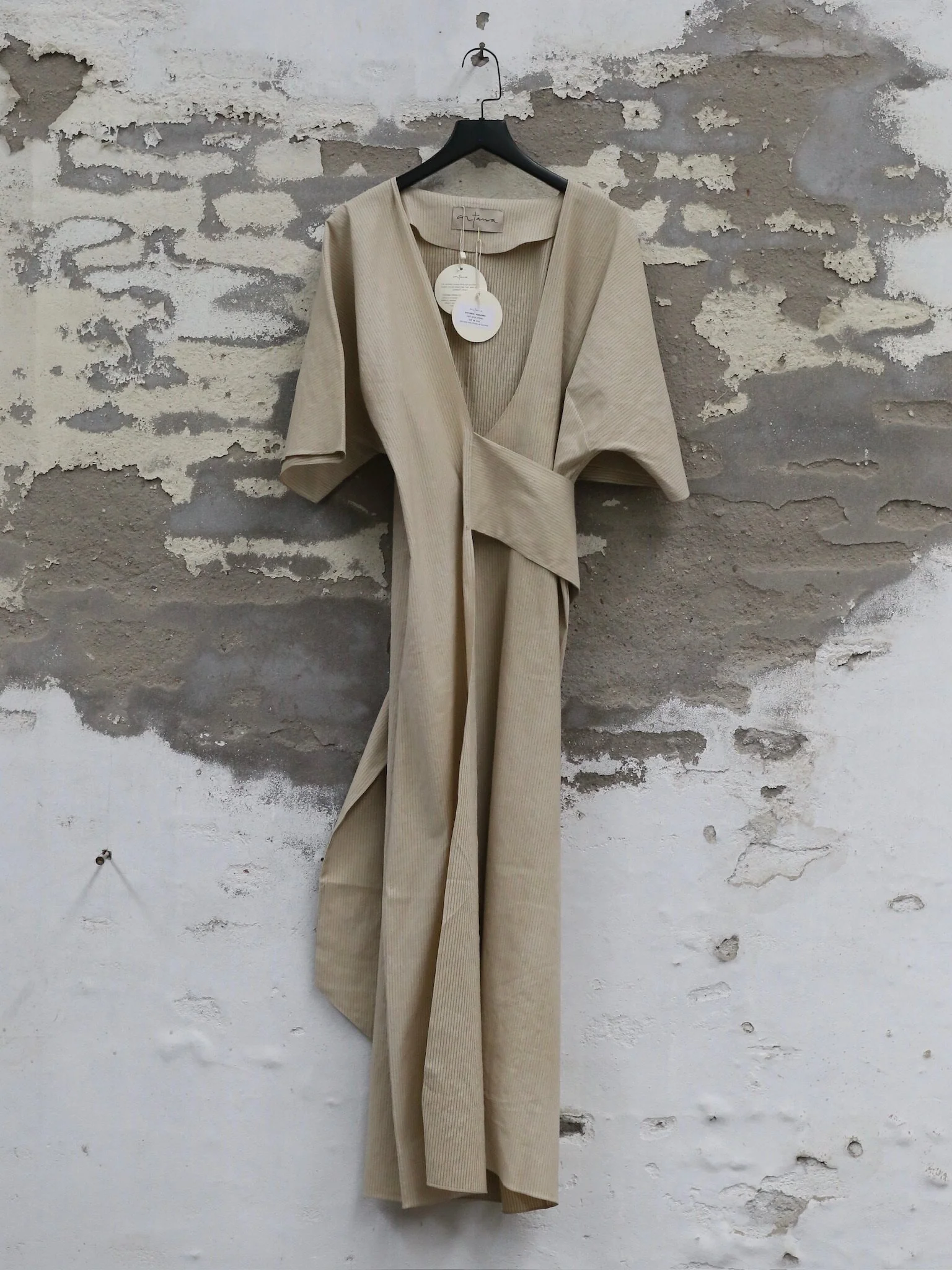 Cortana SS26 RYO Dress CTN-SS26-A3861-FADE BEIGE STRIPES - Image 5