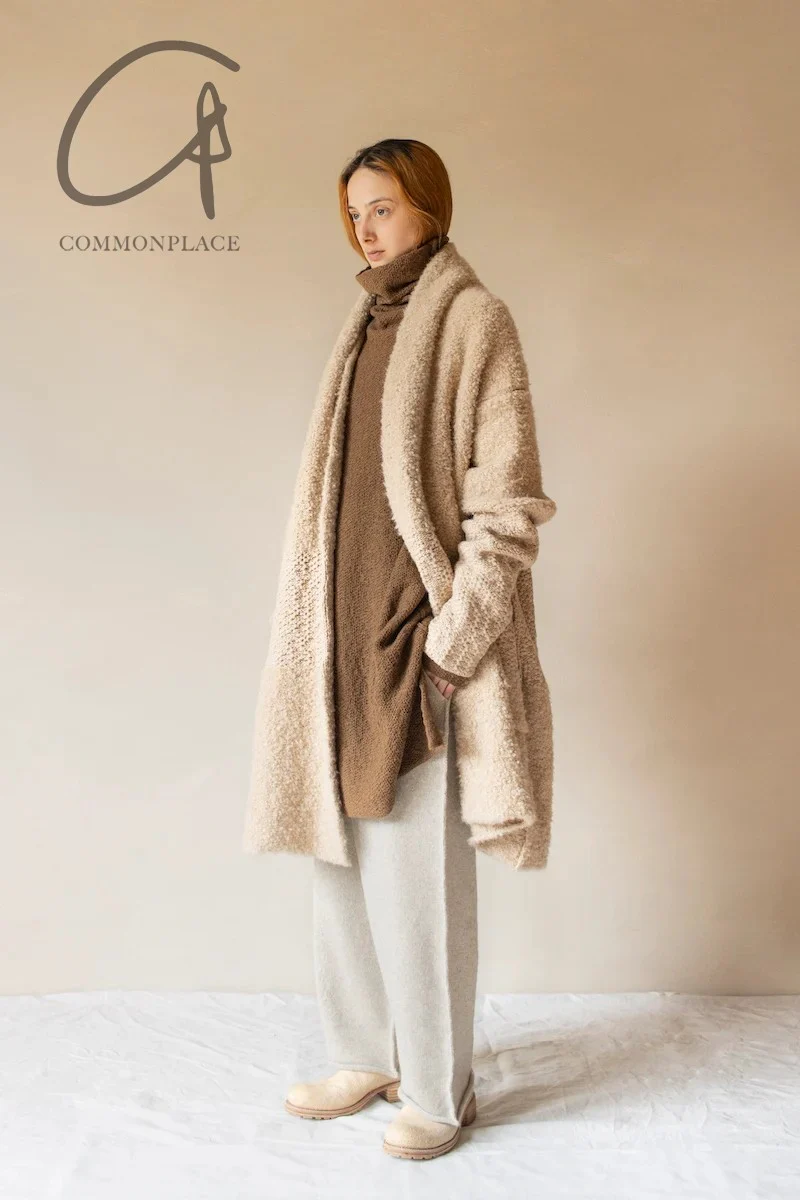 Daniel Andresen 24 autumn and winter camel hair silk long cardigan / coat Belgium DA-ALKANET-ALBINO ALKANET - Image 7