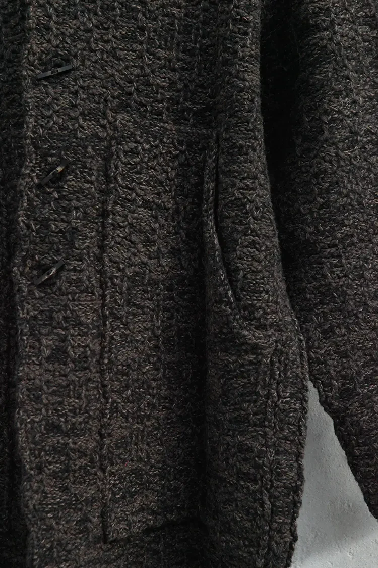 Daniel Andresen round collar button placket virgin wool linen sweater jacket pure handmade DA-@67-HZH gray, brown and black - Image 3