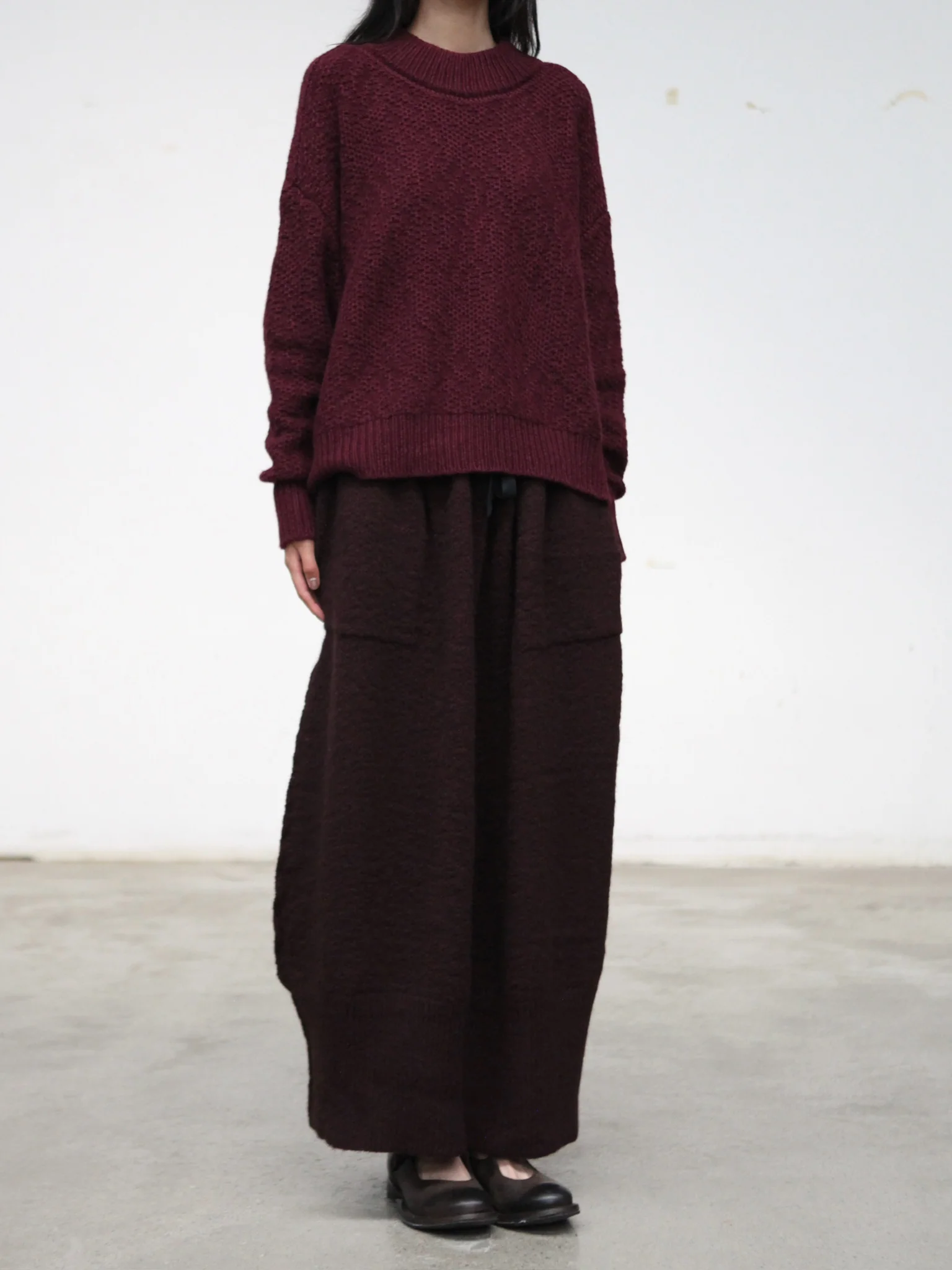 Daniel Andresen Fall/Winter 2025 Drawstring Yak Wool Skirt with Pockets, Belgian Hand-Knitted by DA-trillium-wine - Image 8