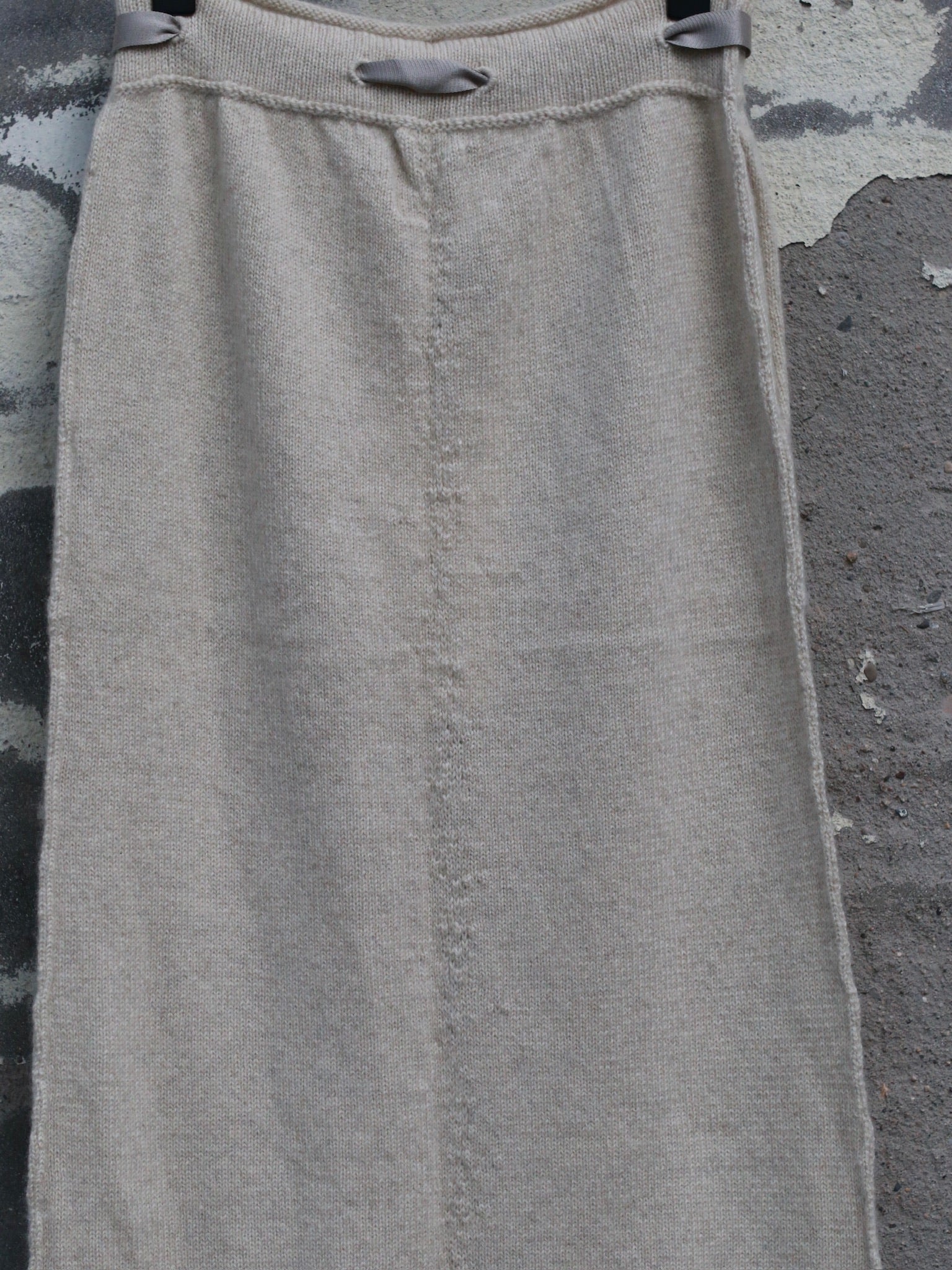Daniel Andresen Fall/Winter 2025 Long Fitted Yak Wool Skirt with Pockets, Hand-knitted DA-tacoma-ecru - Image 3