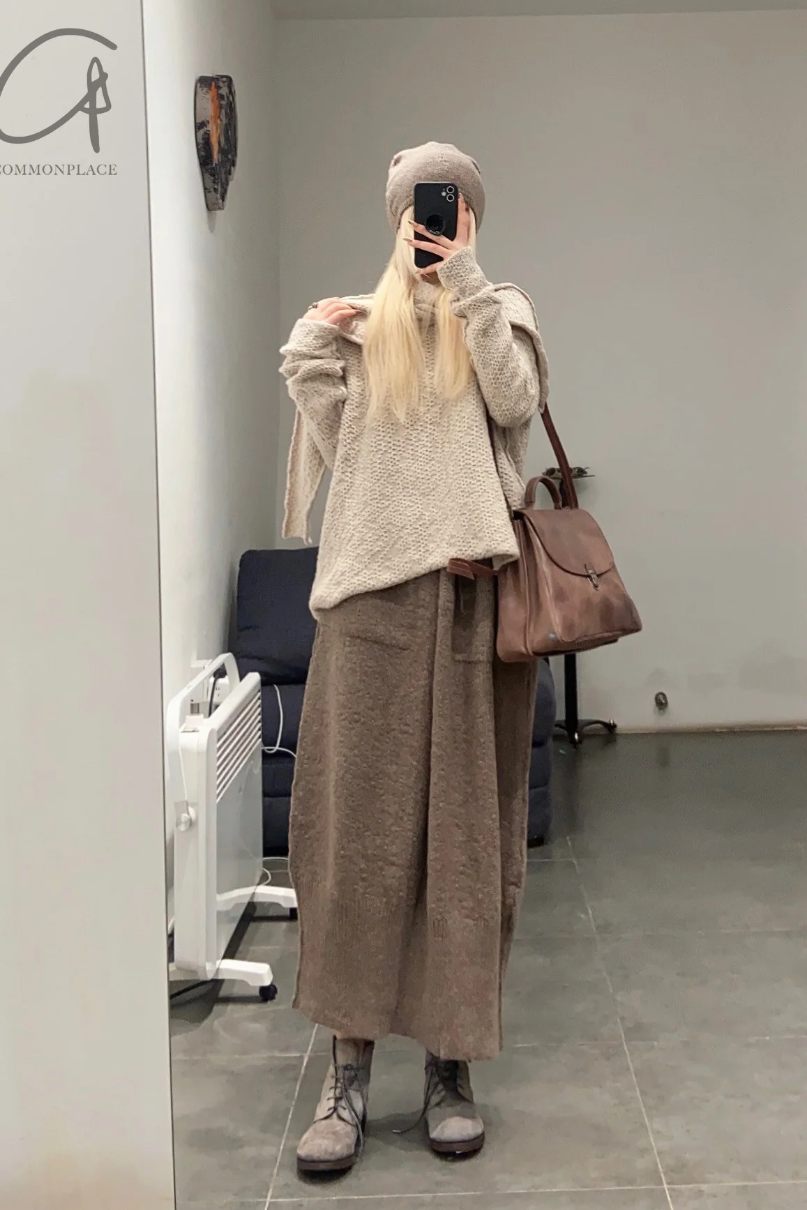 Daniel Andresen Knit Skirt Collection Handmade in Belgium DA-CARDINAL-SHA Virgin wool Sand PDA7 1 - Image 5