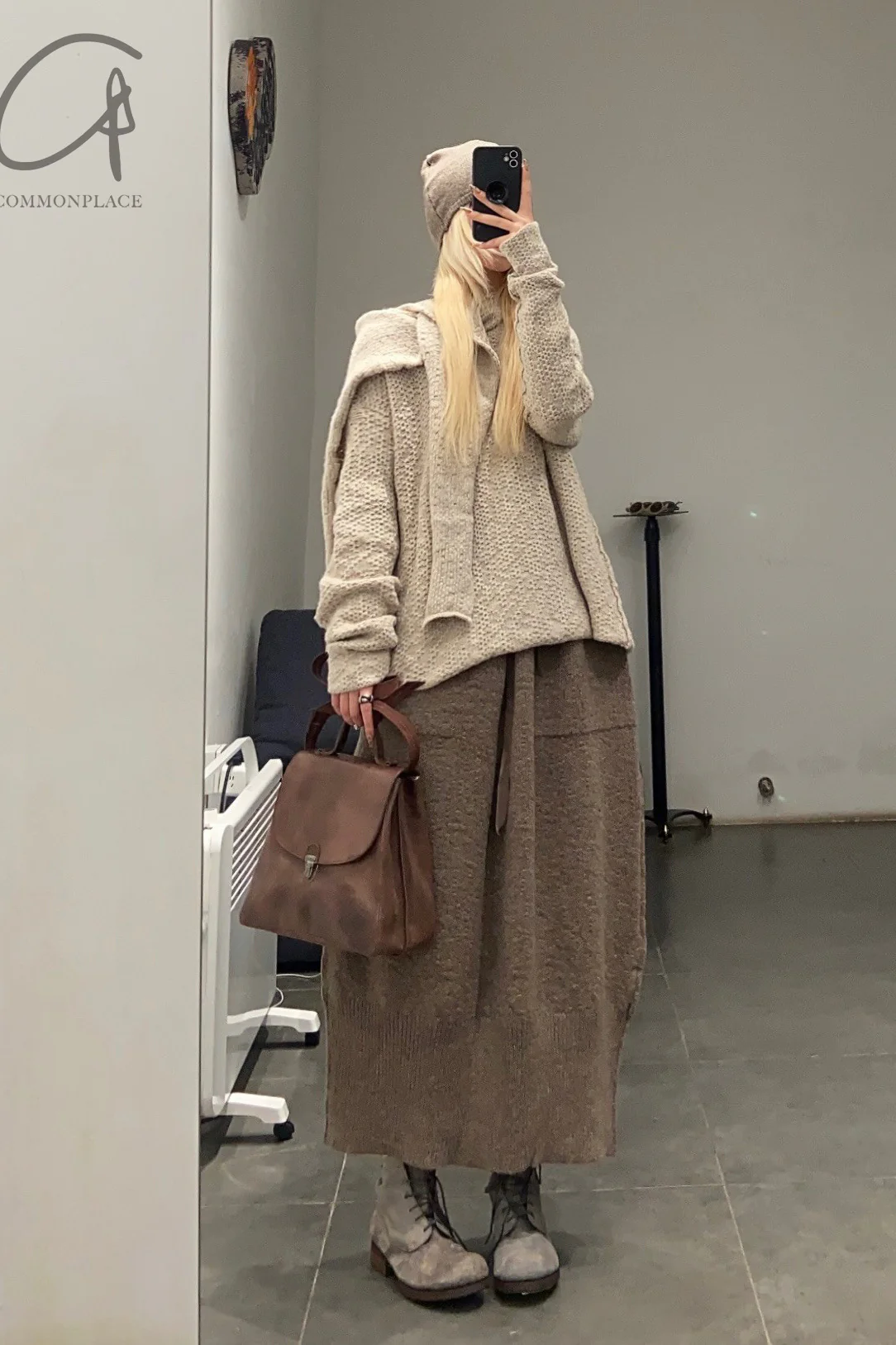 Daniel Andresen Knit Skirt Collection Handmade in Belgium DA-CARDINAL-SHA Virgin wool Sand PDA7 1 - Image 7