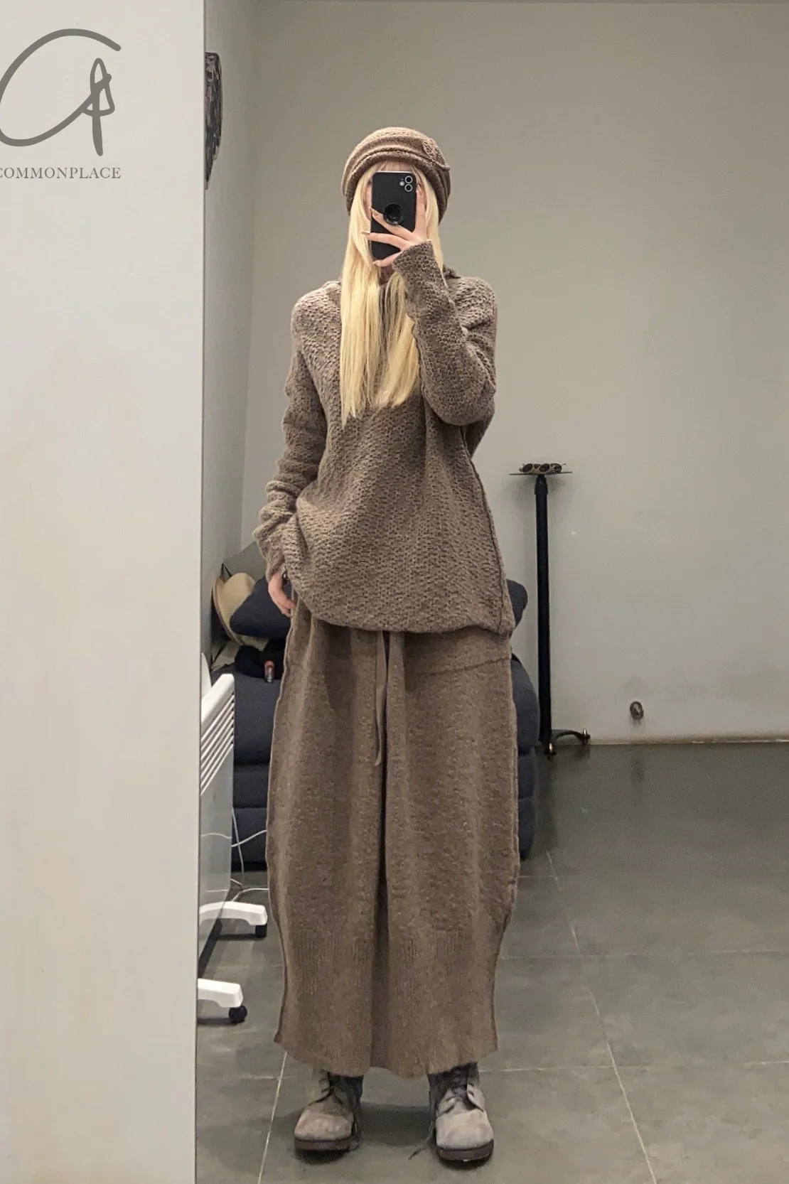 Daniel Andresen Knit Skirt Collection Handmade in Belgium DA-CARDINAL-SHA Virgin wool Sand PDA7 1 - Image 9