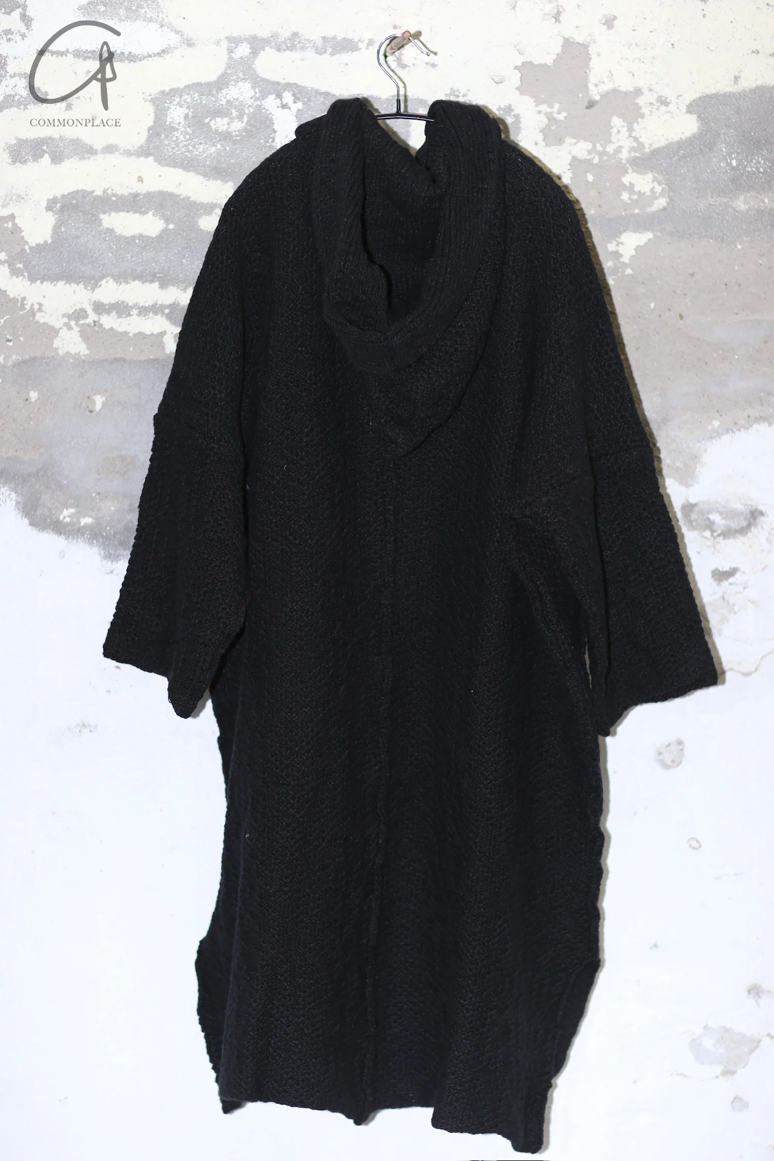 Daniel Andresen Virgin Wool Hooded Button Linen Sweater Belgium Handmade DA-@66-HEI Black - Image 7