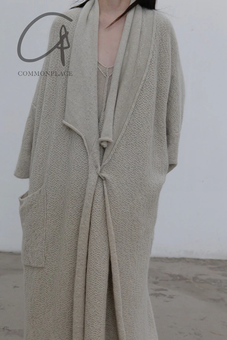 DanielAndresen Yak Wool Kimono Cardigan Belgium DA-CARNAITION-ECRU-CSHA Sand ECRU Long PDA13 - Image 10