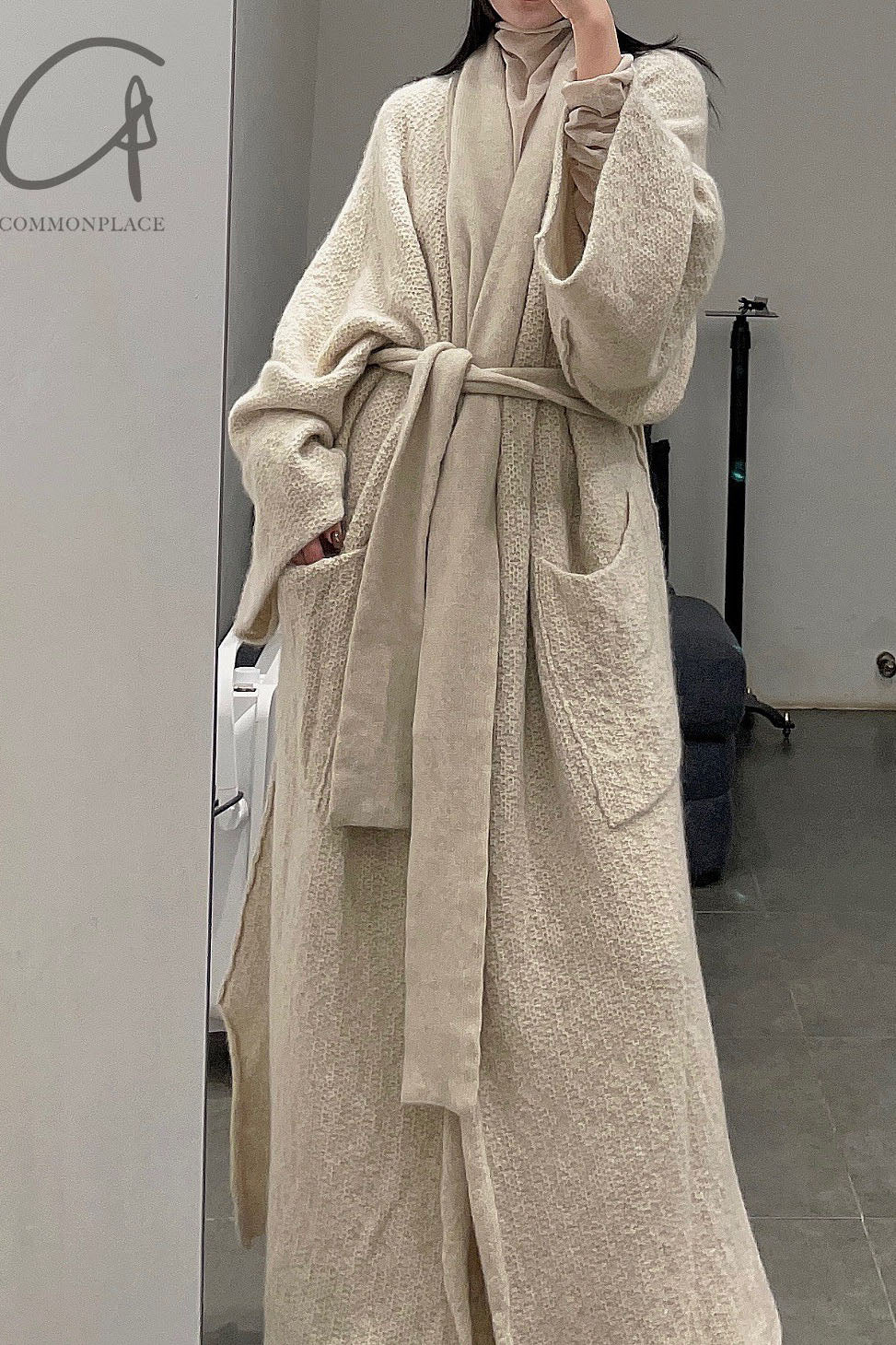 DanielAndresen Yak Wool Kimono Cardigan Belgium DA-CARNAITION-ECRU-CSHA Sand ECRU Long PDA13 - Image 16