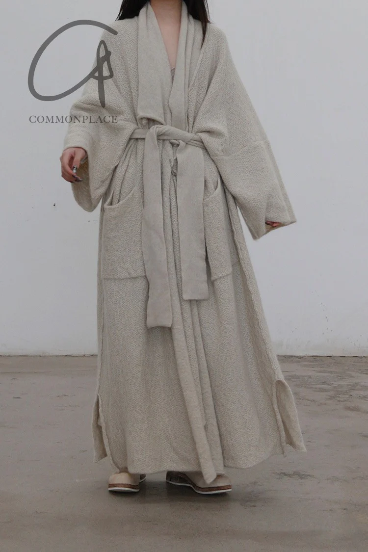 DanielAndresen Yak Wool Kimono Cardigan Belgium DA-CARNAITION-ECRU-CSHA Sand ECRU Long PDA13 - Image 7