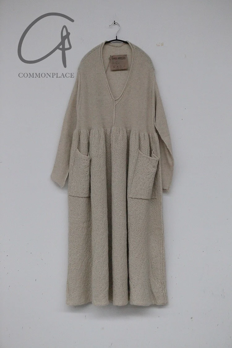 Daniel Andresen Long V-Neck Dress CLARKIA ECRU - Image 8