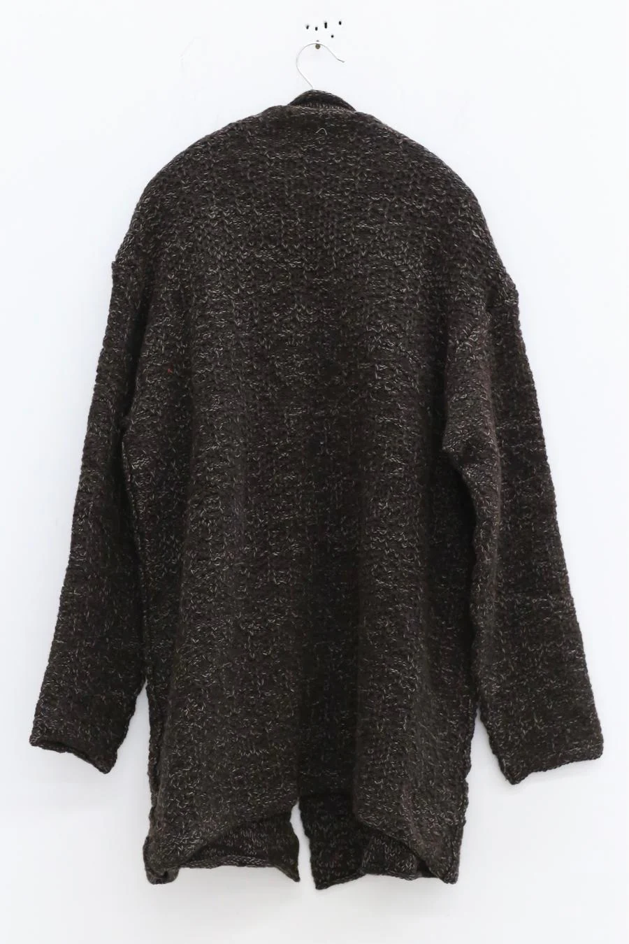 Daniel Andresen Round Neck Button Open Virgin Wool Linen Knitted Jacket Handmade DA-@67-TAN Carbon - Image 4