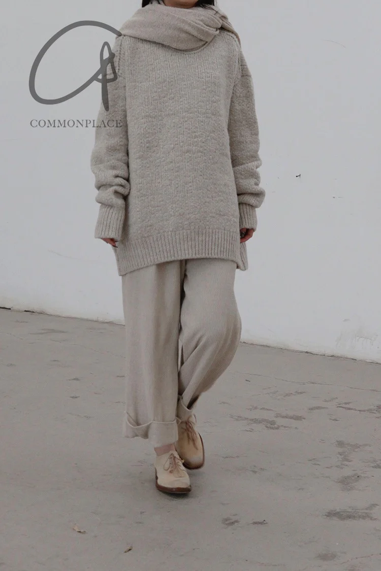 Daniel Andresen Scarf Collection Belgian Knitted Cashmere Yak DA-CORNUS ECRU-SHA Pure Yak Large Size Sand - Image 9