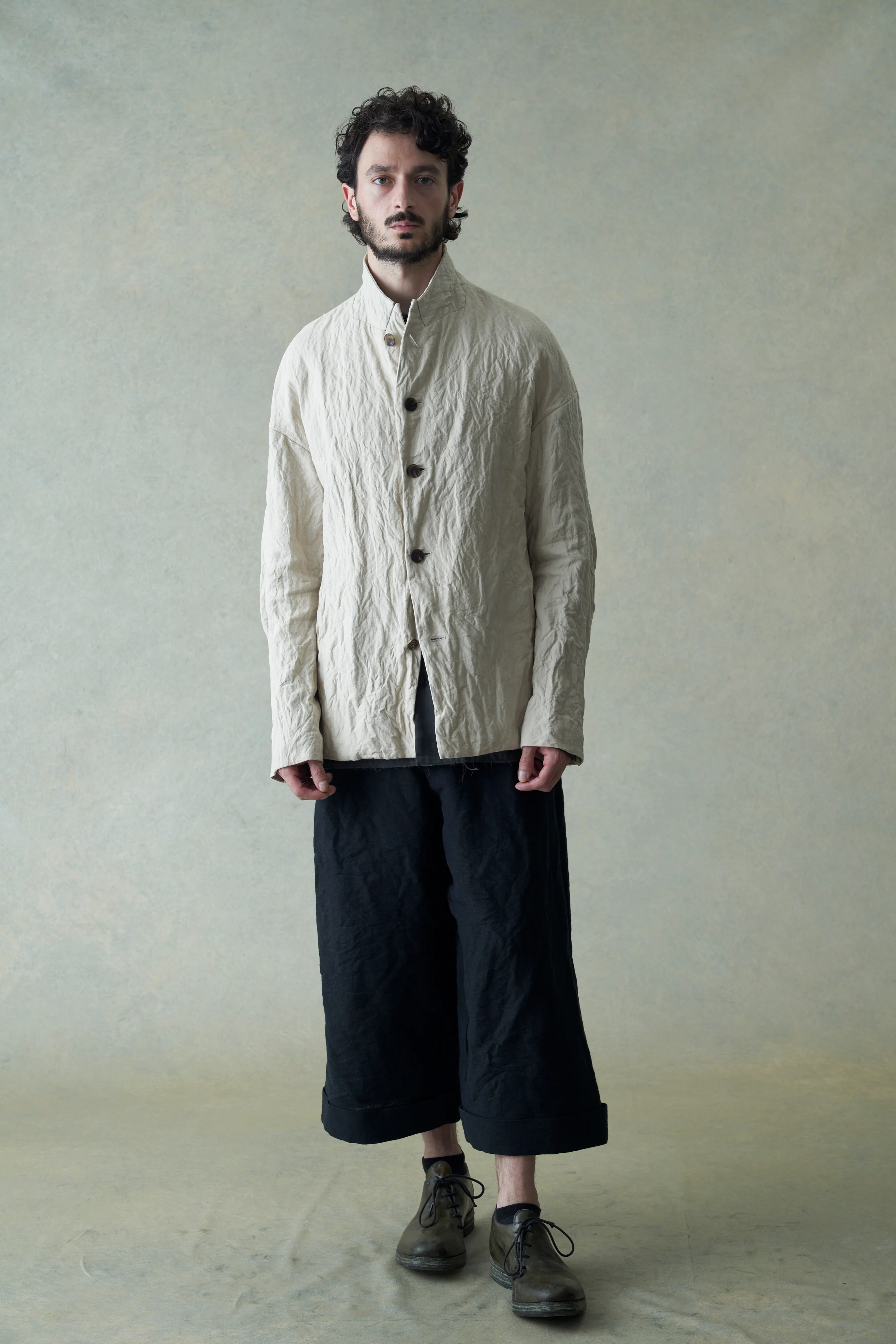 DEVOA 24 spring and summer linen woven cropped pants PTI-WGHB black - Image 13