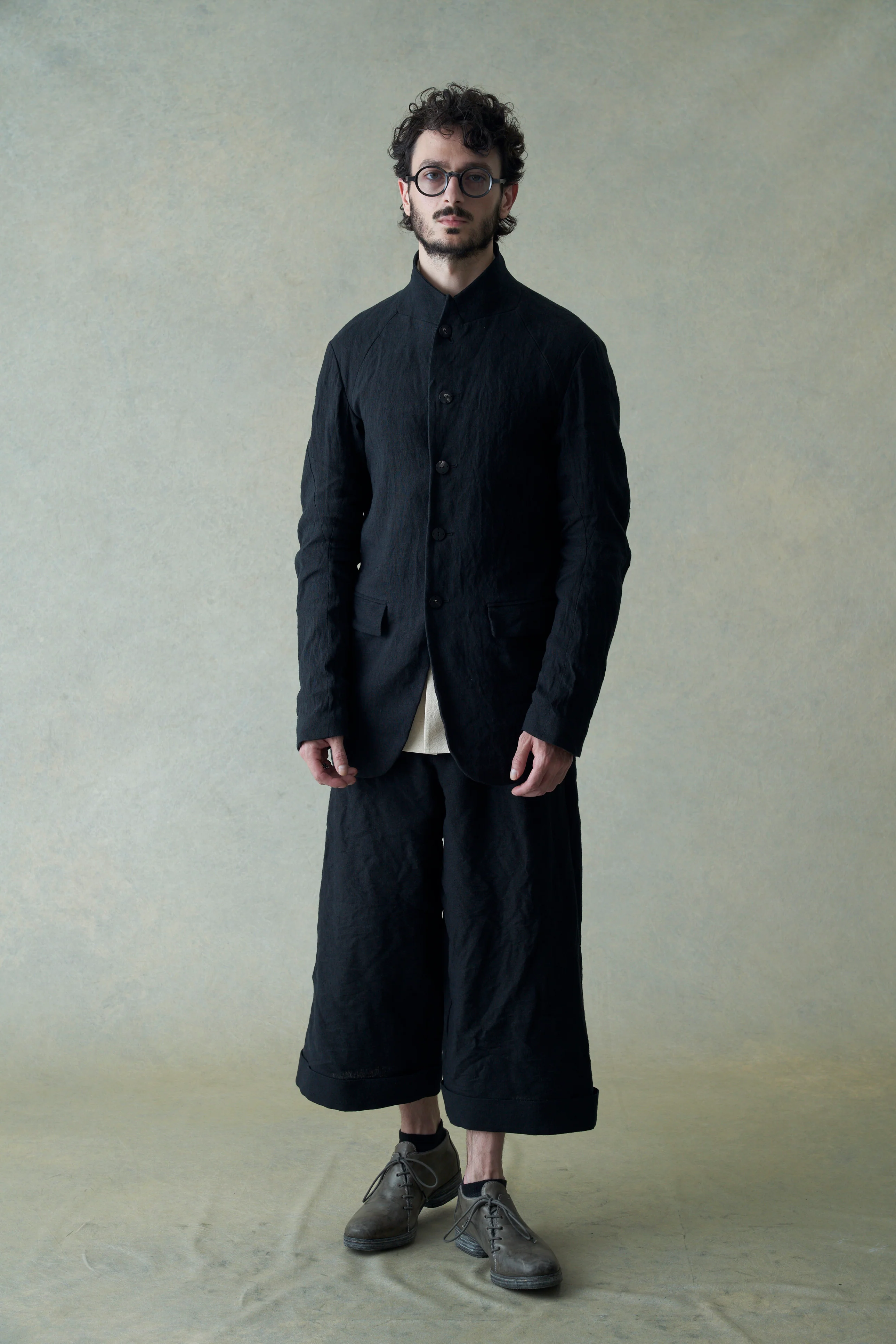DEVOA 24 spring and summer linen woven cropped pants PTI-WGHB black - Image 22