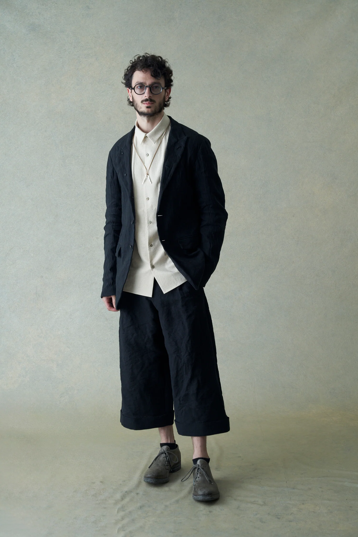 DEVOA 24 spring and summer linen woven suit JKK-WGAP black - Image 13