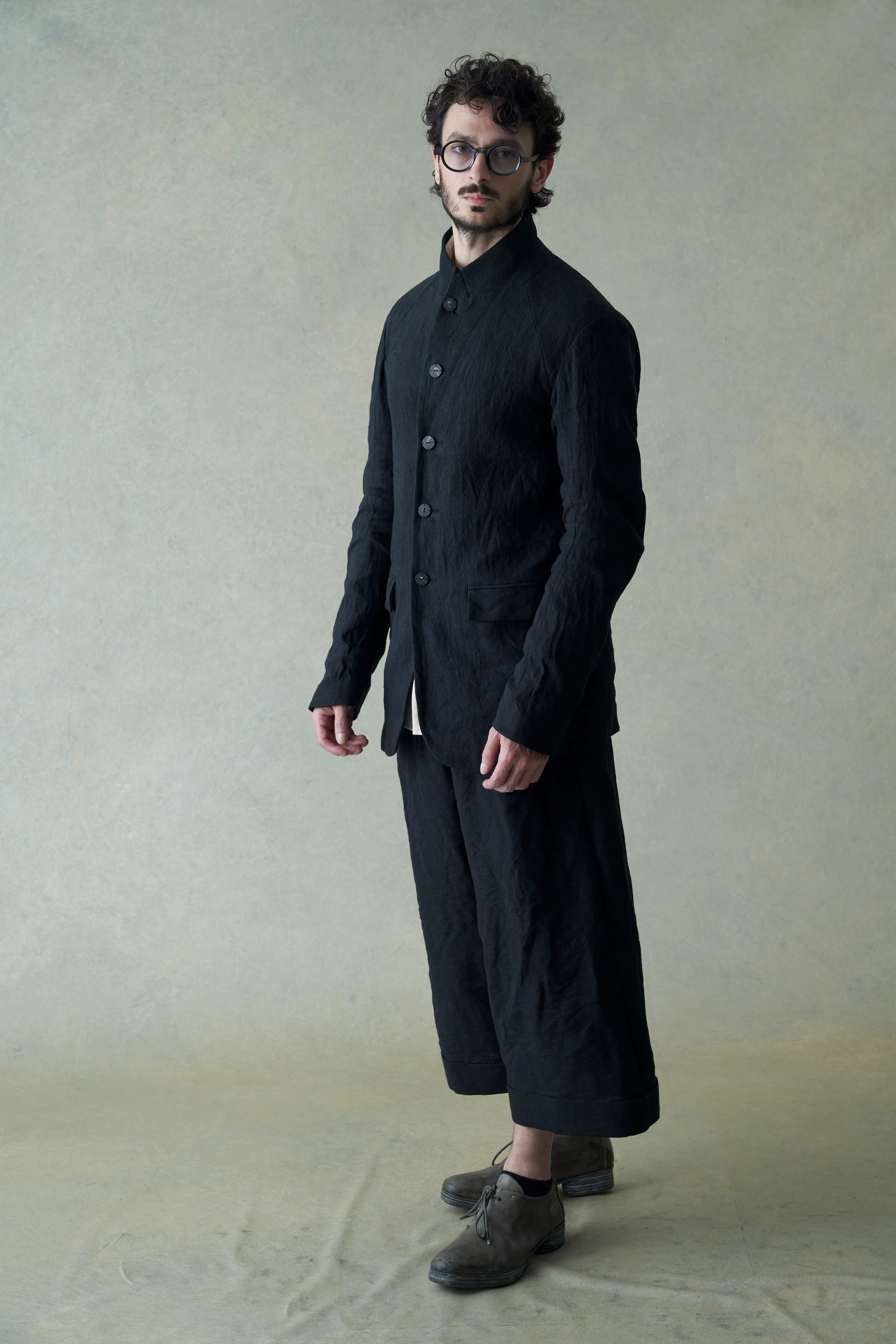 DEVOA 24 spring and summer linen woven suit JKK-WGAP black - Image 19