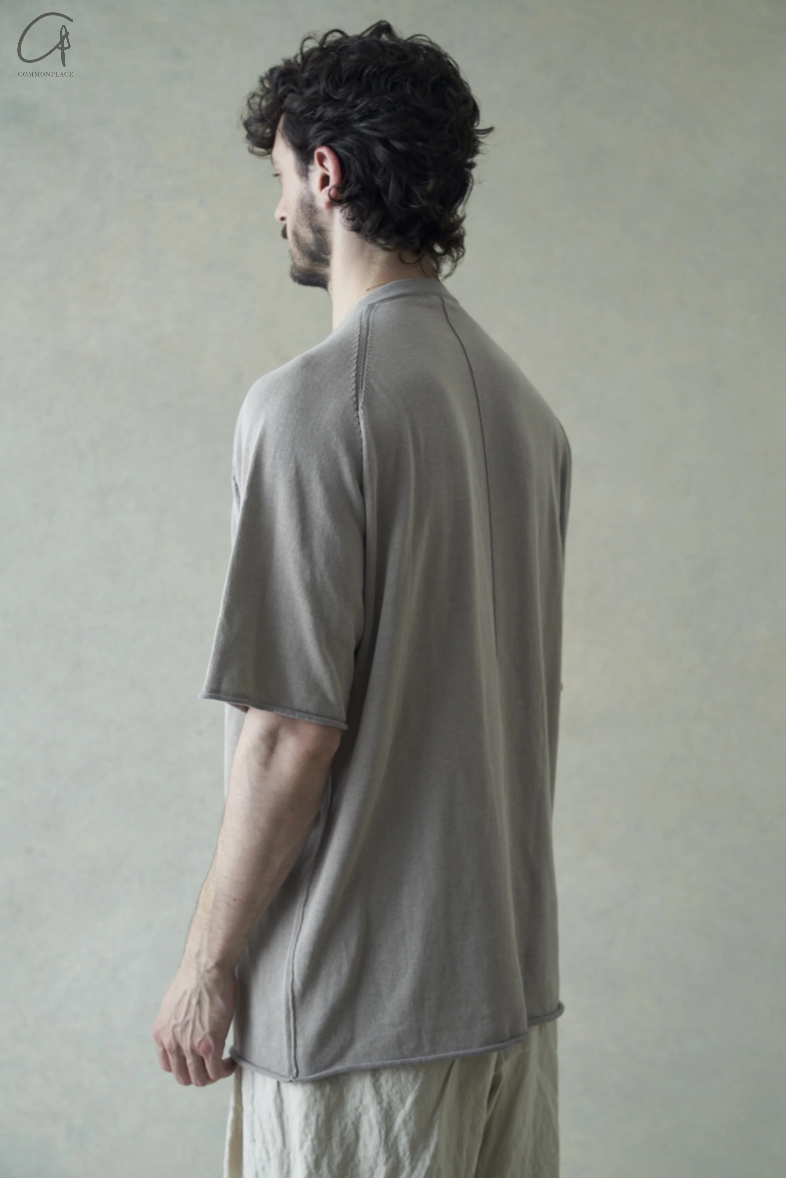DEVOA 24 spring and summer woven cotton half-sleeved T-shirt SKC-TCS1 light gray - Image 3