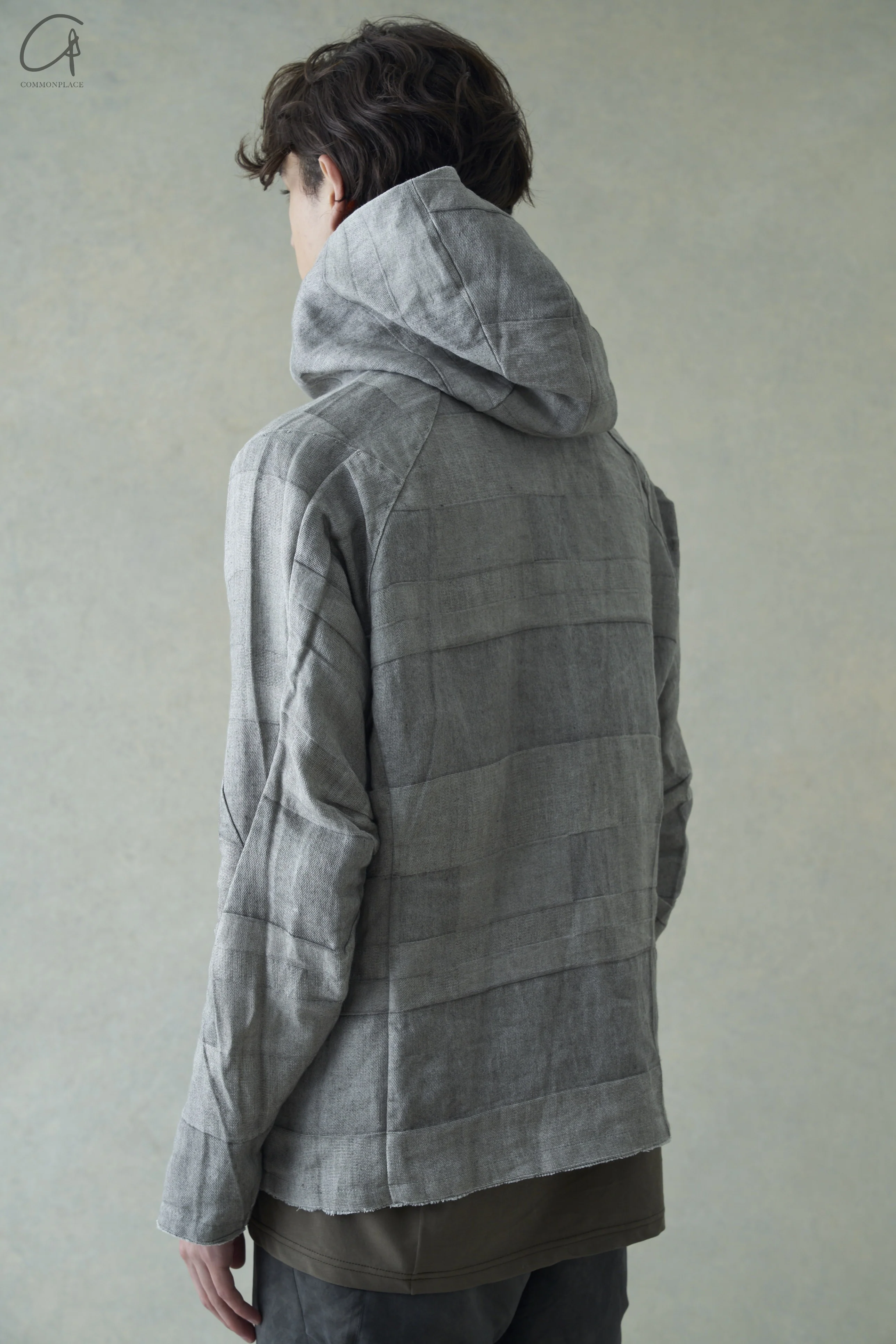 DEVOA 24 spring and summer zipper hooded jacket FJE-WLAF white gray - Image 3
