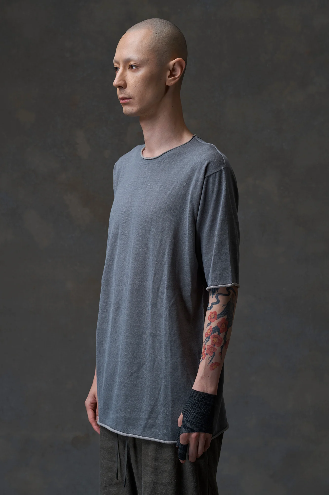 DEVOA 25 Spring/Summer Round Neck Curled Short Sleeve T-Shirt Series Japan DVA-SKT-BPCH-BLUE GRAY - Image 7