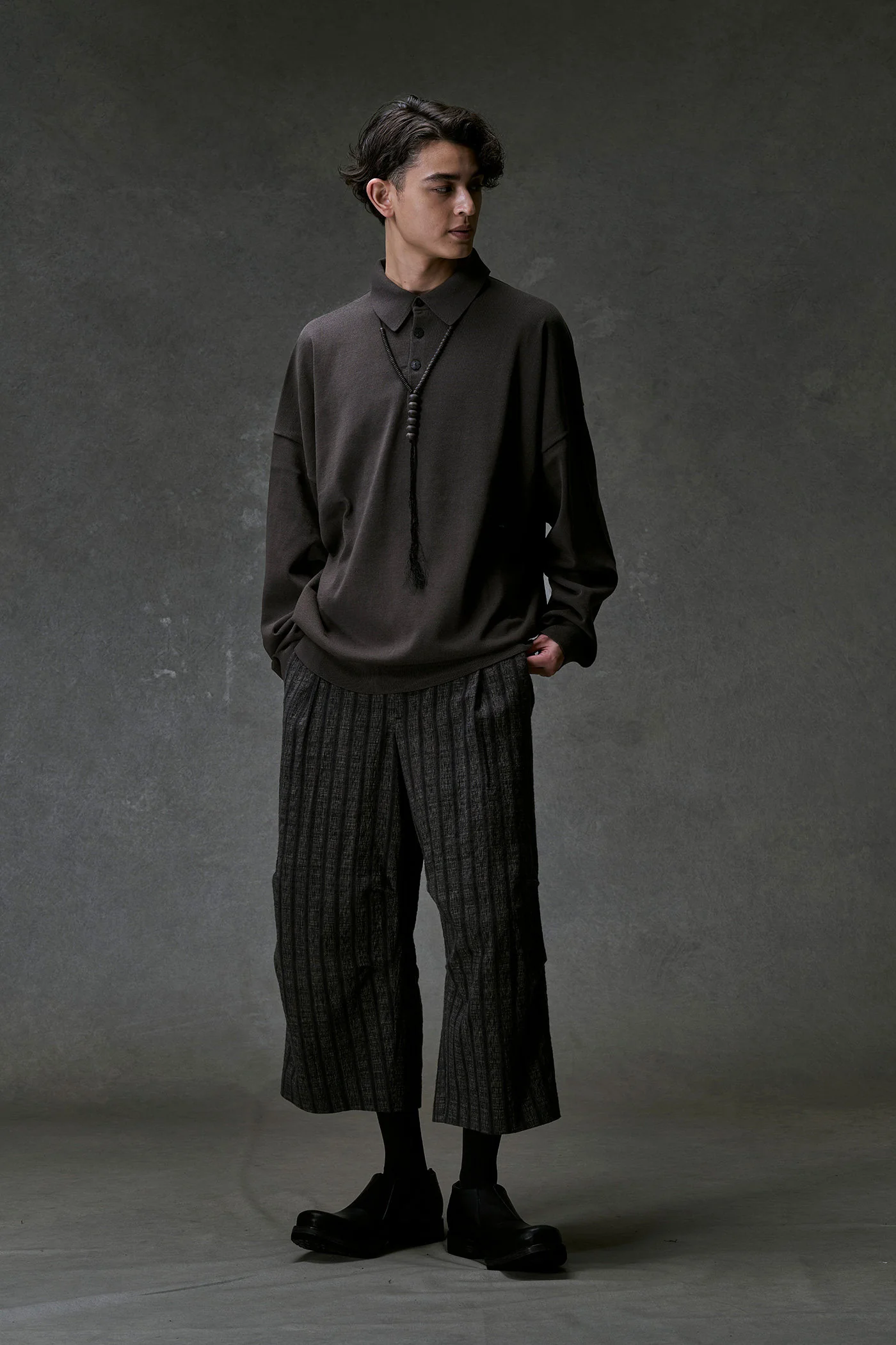 DEVOA 26SS Loose Fit Pants DVA-PTJ-KSBC-BLACK STRIPE - Image 9