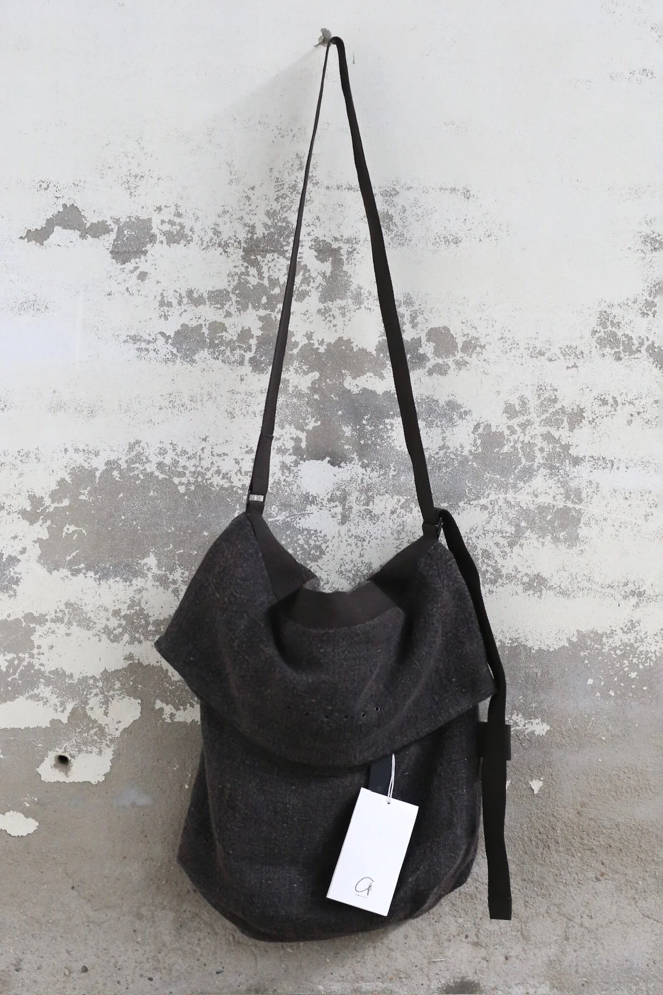 DEVOA 26SS Wool Twill/Hand-woven Linen Shoulder Backpack DVA-DBI-MSBF-LINEN/MAD GRAY