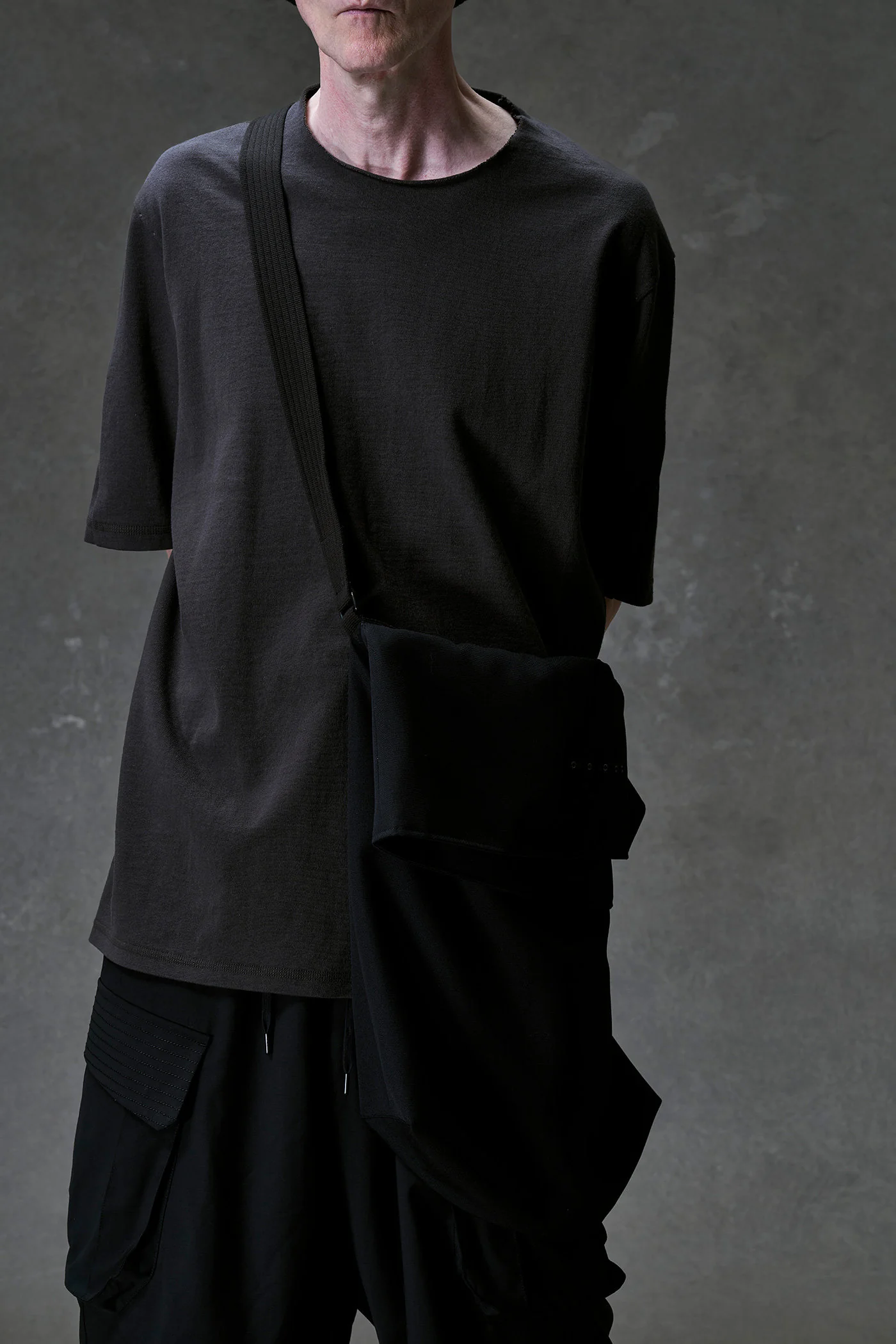 DEVOA 26SS Wool Twill/Hand-woven Linen Shoulder Backpack DVA-DBI-MSBF-WOOL BLACK - Image 8