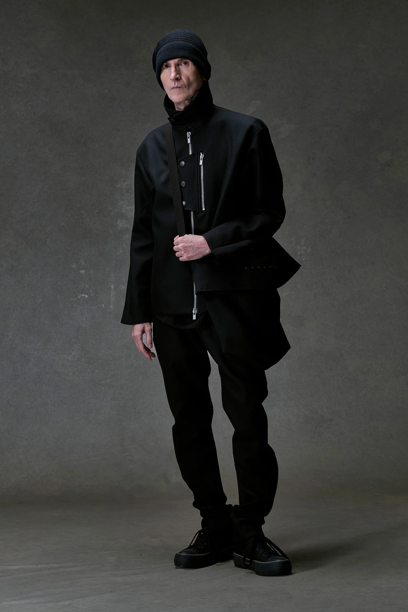 DEVOA 26SS Wool Twill/Hand-woven Linen Shoulder Backpack DVA-DBI-MSBF-WOOL BLACK - Image 9