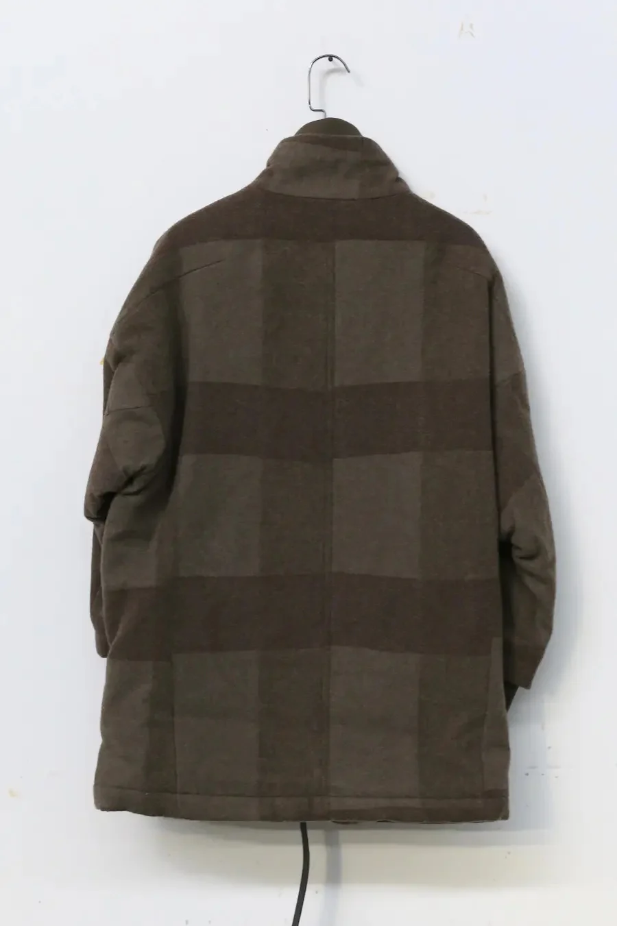 DEVOA Wool Double-Collar Zip-Up Jacket (Japan) DVA-JKI-SNM-KAQI, Khaki Check Pattern - Image 4