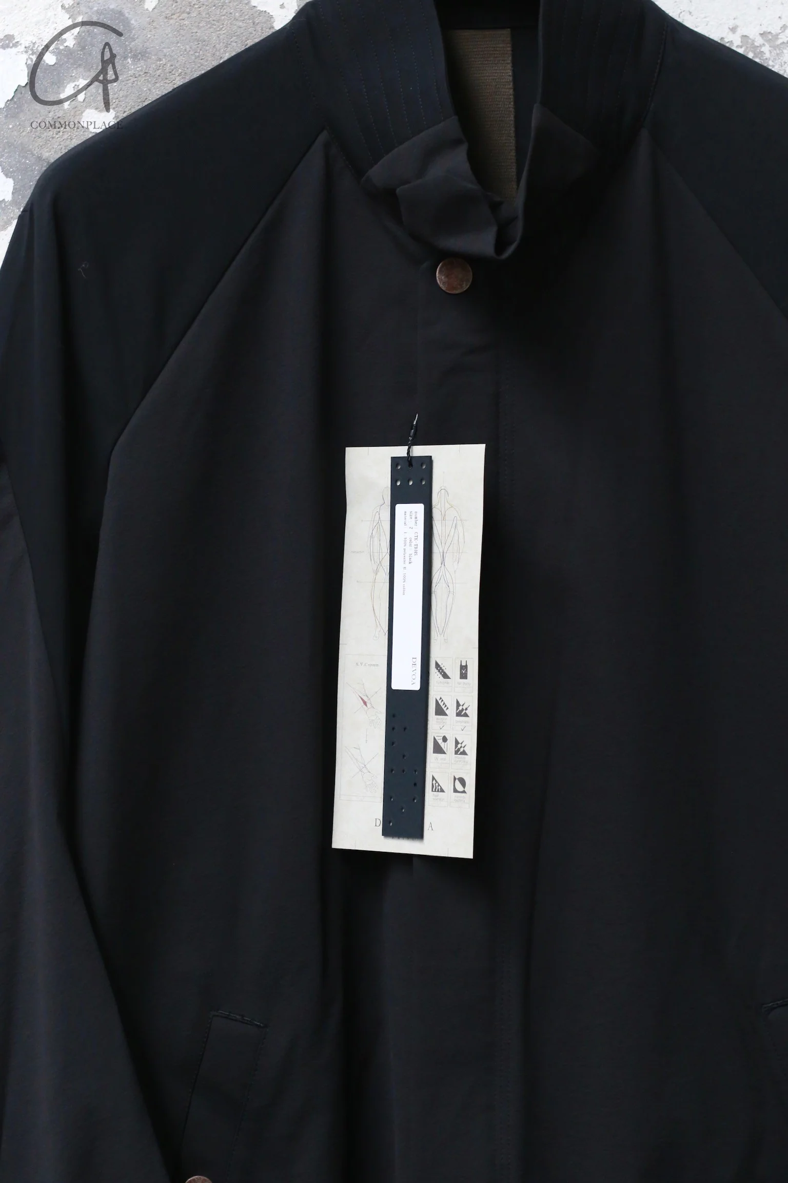 DEVOA stand collar zipper woven long jacket CTK-TBHS black - Image 5