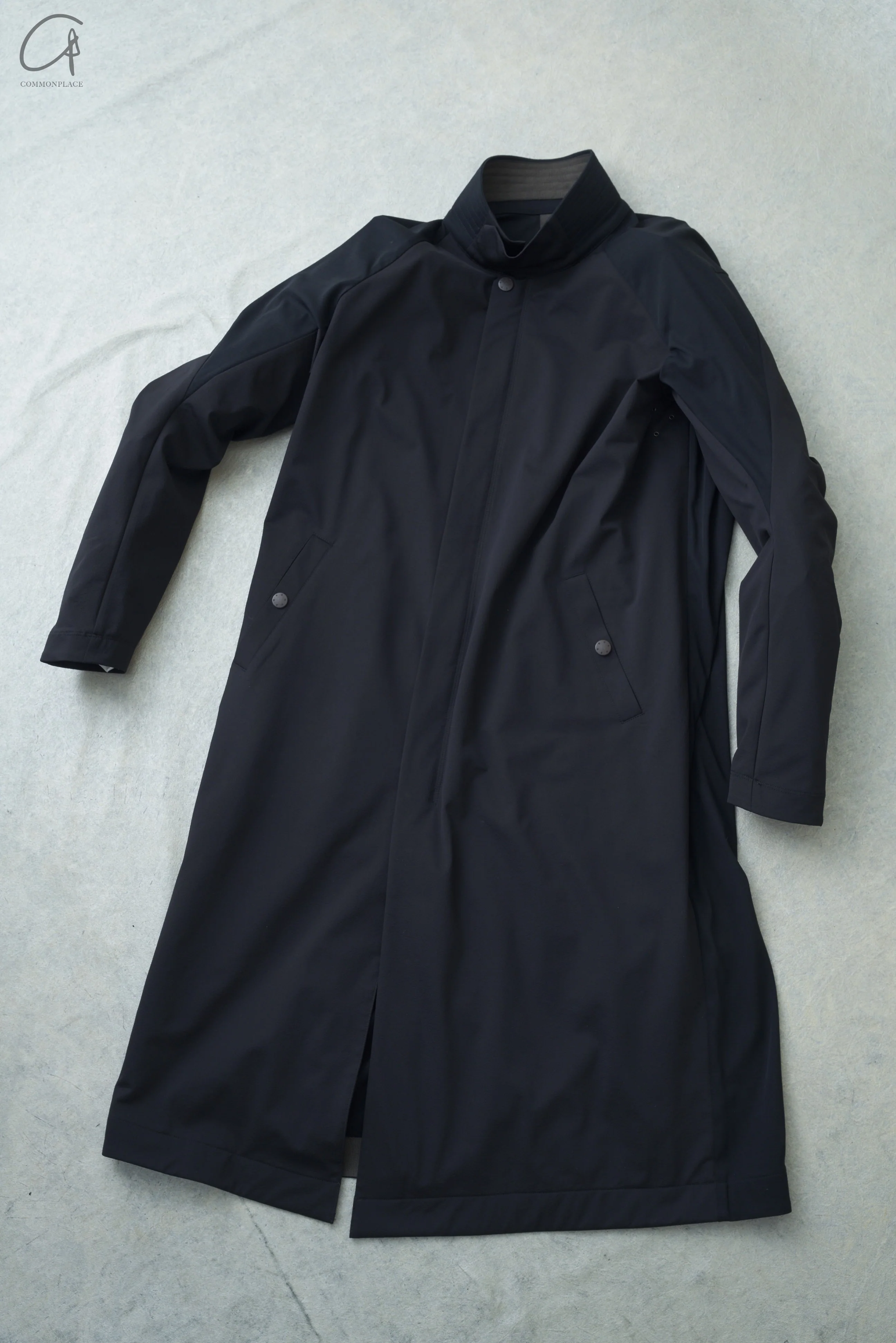 DEVOA stand collar zipper woven long jacket CTK-TBHS black - Image 8