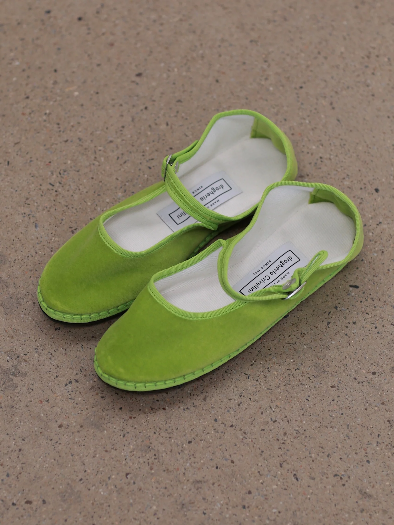 Drogheria Crivellini Le PAPUSSE Mary Jane velvet shoes DC-MJPJ VE OO APX-PGL Apple Green - Image 2