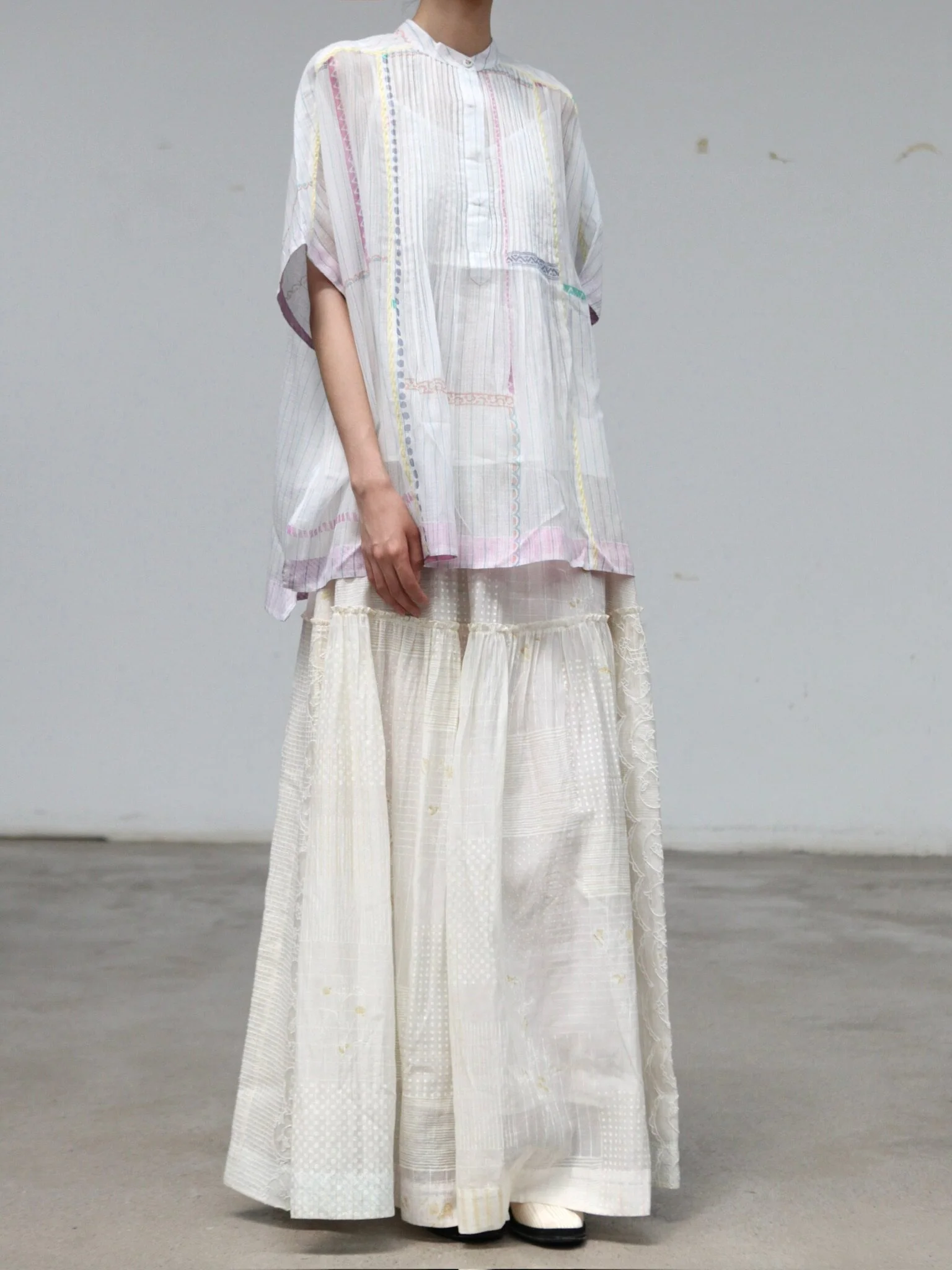 EKA 25 Spring/Summer Pleated Layer Skirt EKA-SS/25/167/PUZO-ECRU - Image 11