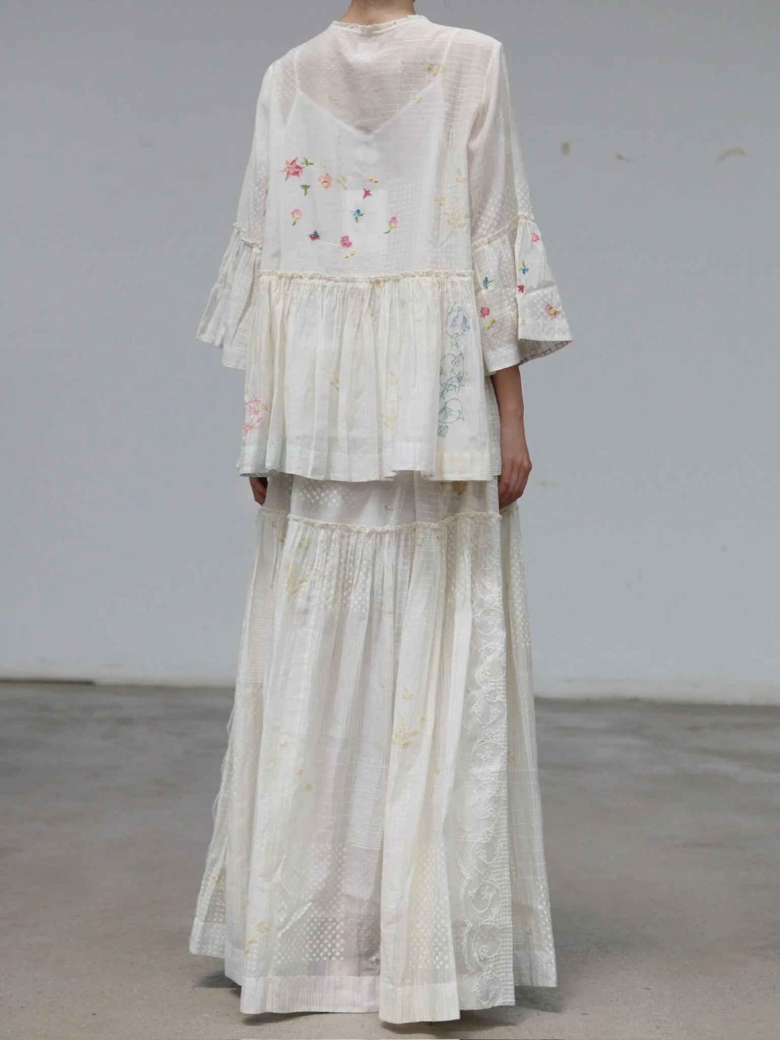EKA 25 Spring/Summer Pleated Layer Skirt EKA-SS/25/167/PUZO-ECRU - Image 13