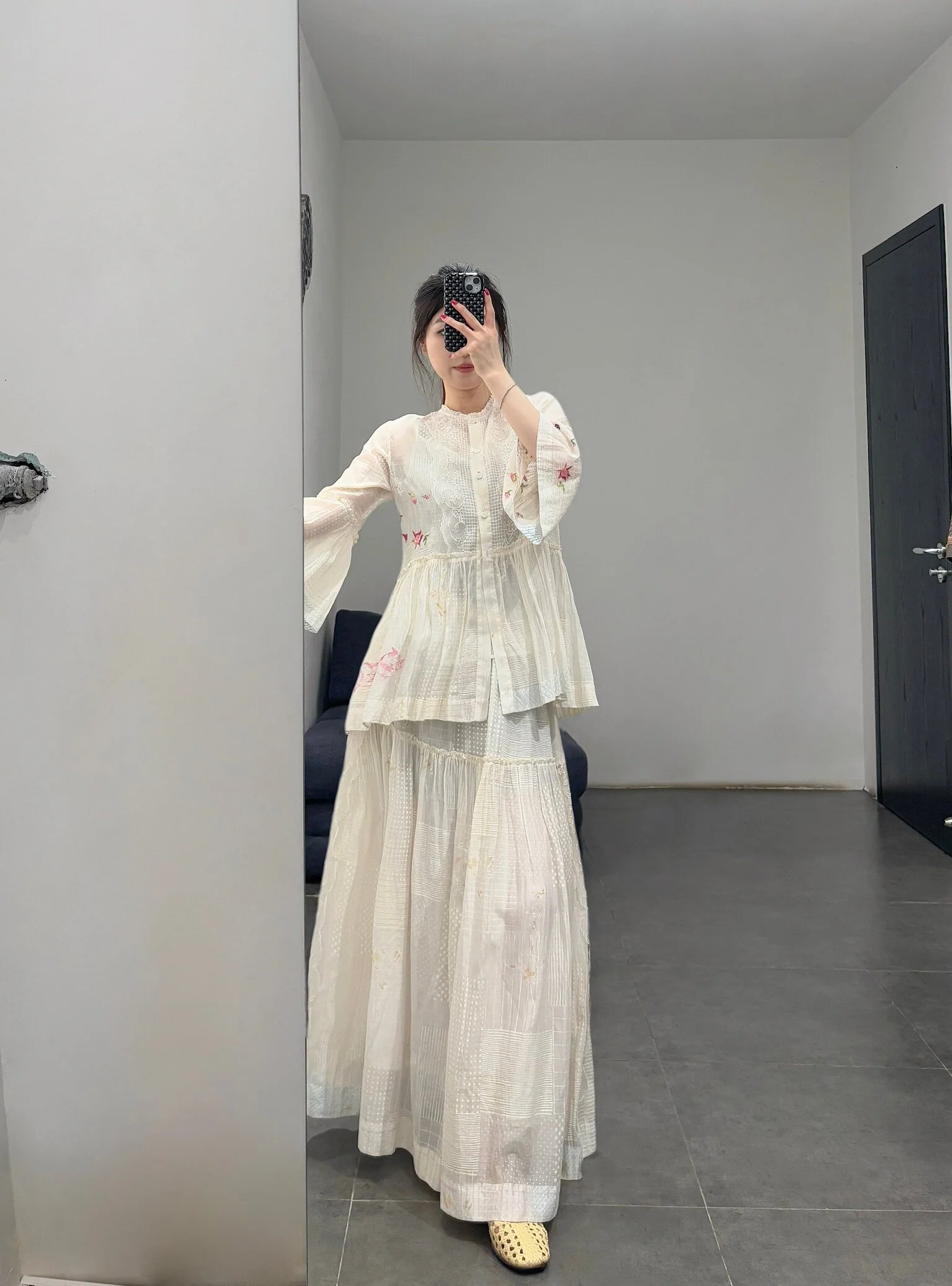 EKA 25 Spring/Summer Pleated Layer Skirt EKA-SS/25/167/PUZO-ECRU - Image 14