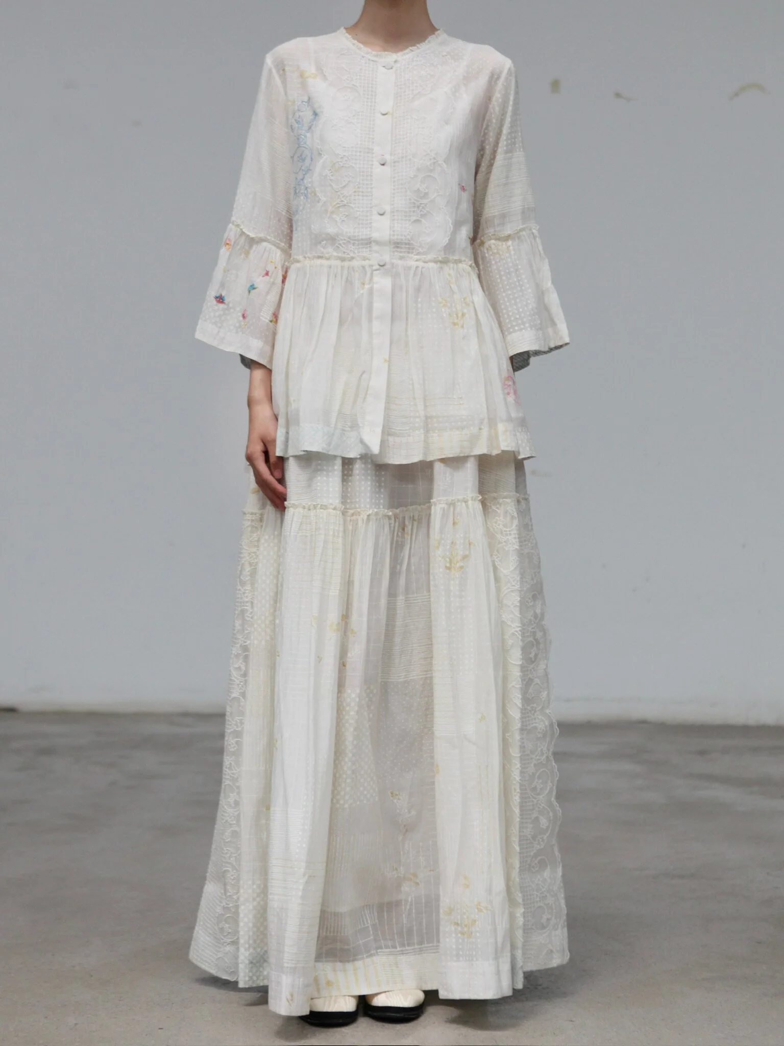 EKA 25 Spring/Summer Pleated Layer Skirt EKA-SS/25/167/PUZO-ECRU - Image 6