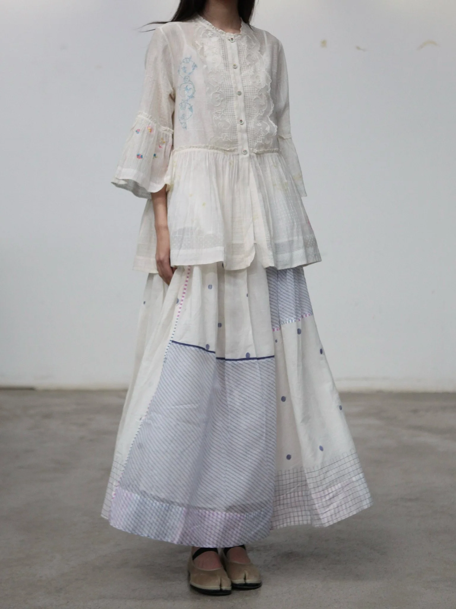 EKA 25 Spring/Summer Stand Collar Front Opening Button Top Shirt EKA-SS/25/31/LILIBETH-ECRU - Image 7
