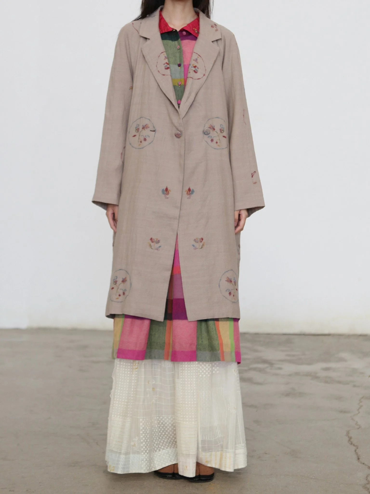 EKA Fall/Winter 2025 Double-breasted Jacket with Jacquard Pattern EKA-AWLT/25/06/SAVVY-BEIGE - Image 3