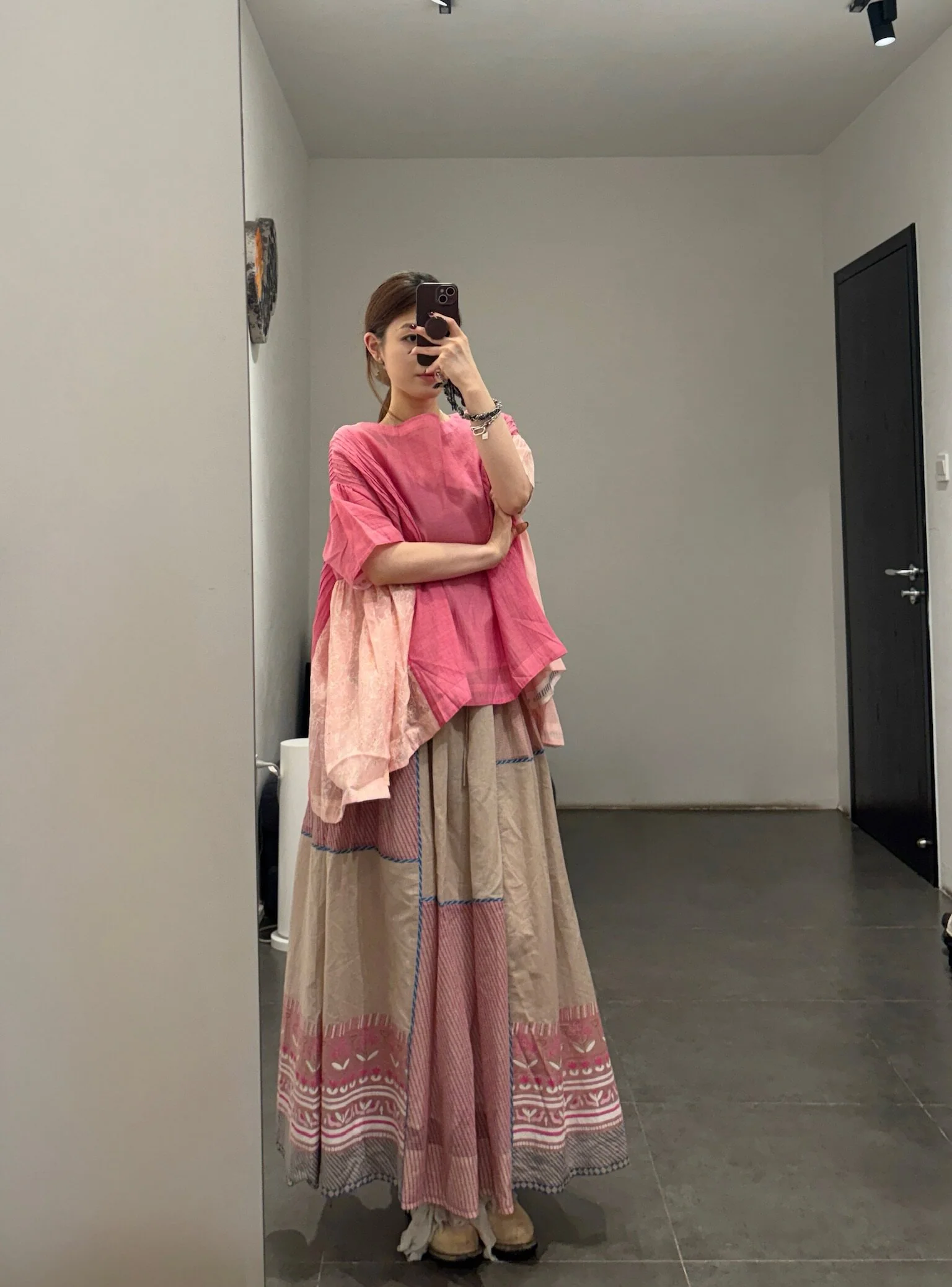 EKA KOTA Spring/Summer 2026 Loose Fit Pleated Top EKA-SS2602CAI-2-CORAL - Image 8