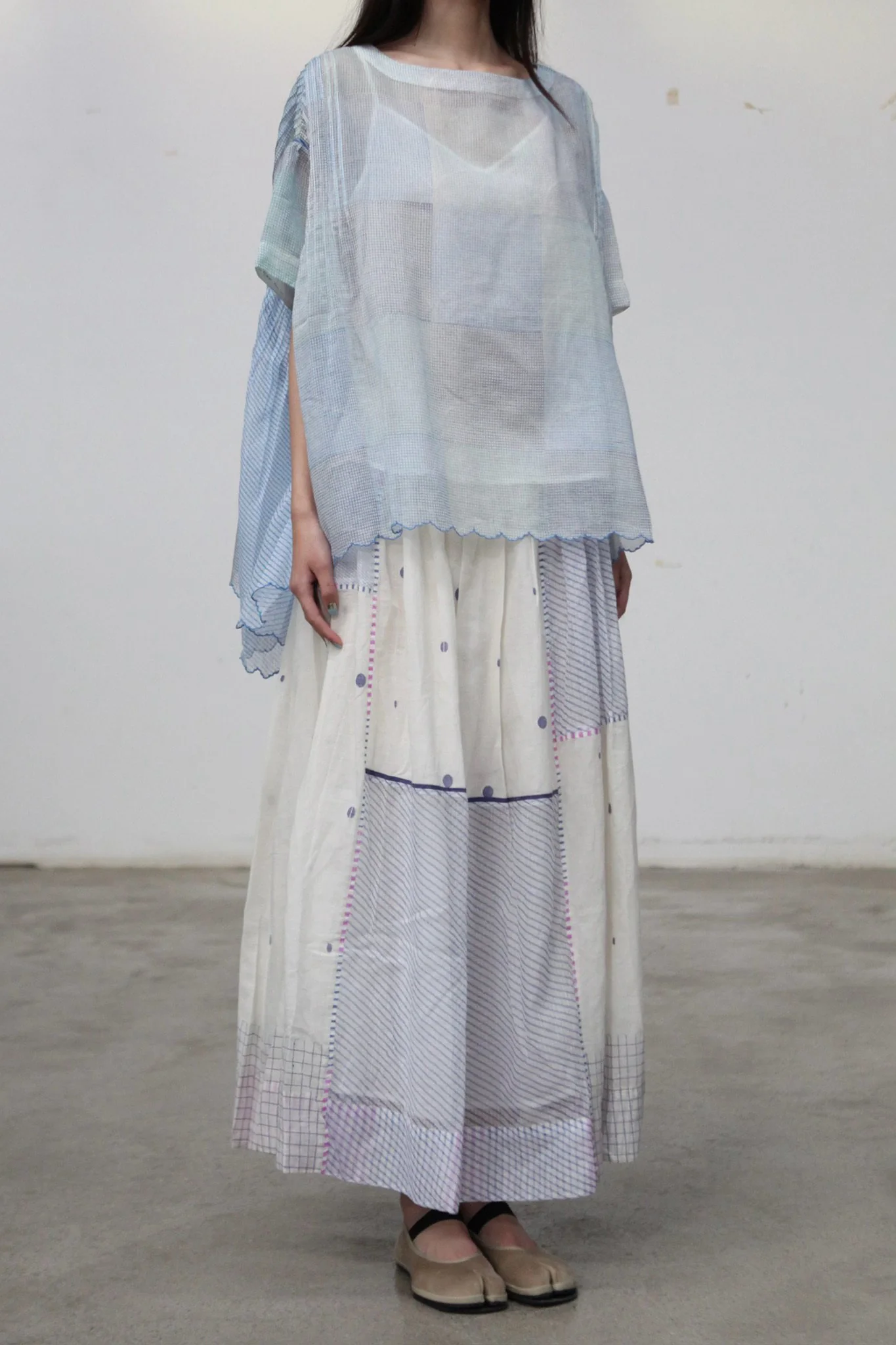 EKA KOTA Spring/Summer 2026 Loose Fit Pleated Top EKA-SS2606CAI-6-ICY BLUE - Image 2