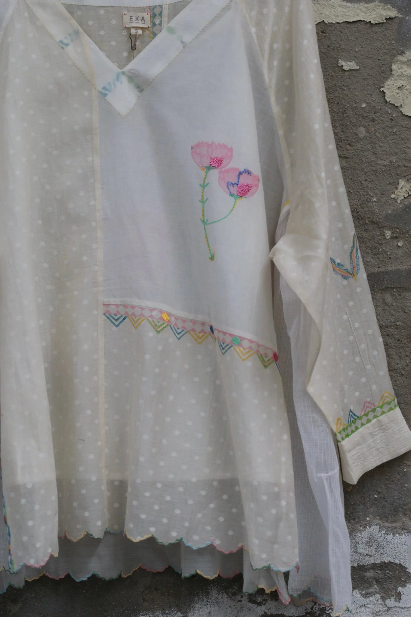 EKA KOTA Spring/Summer 2026 Multicolor Hand-Printed Pattern Top EKA-SS2632PIA-1-WHITE - Image 5