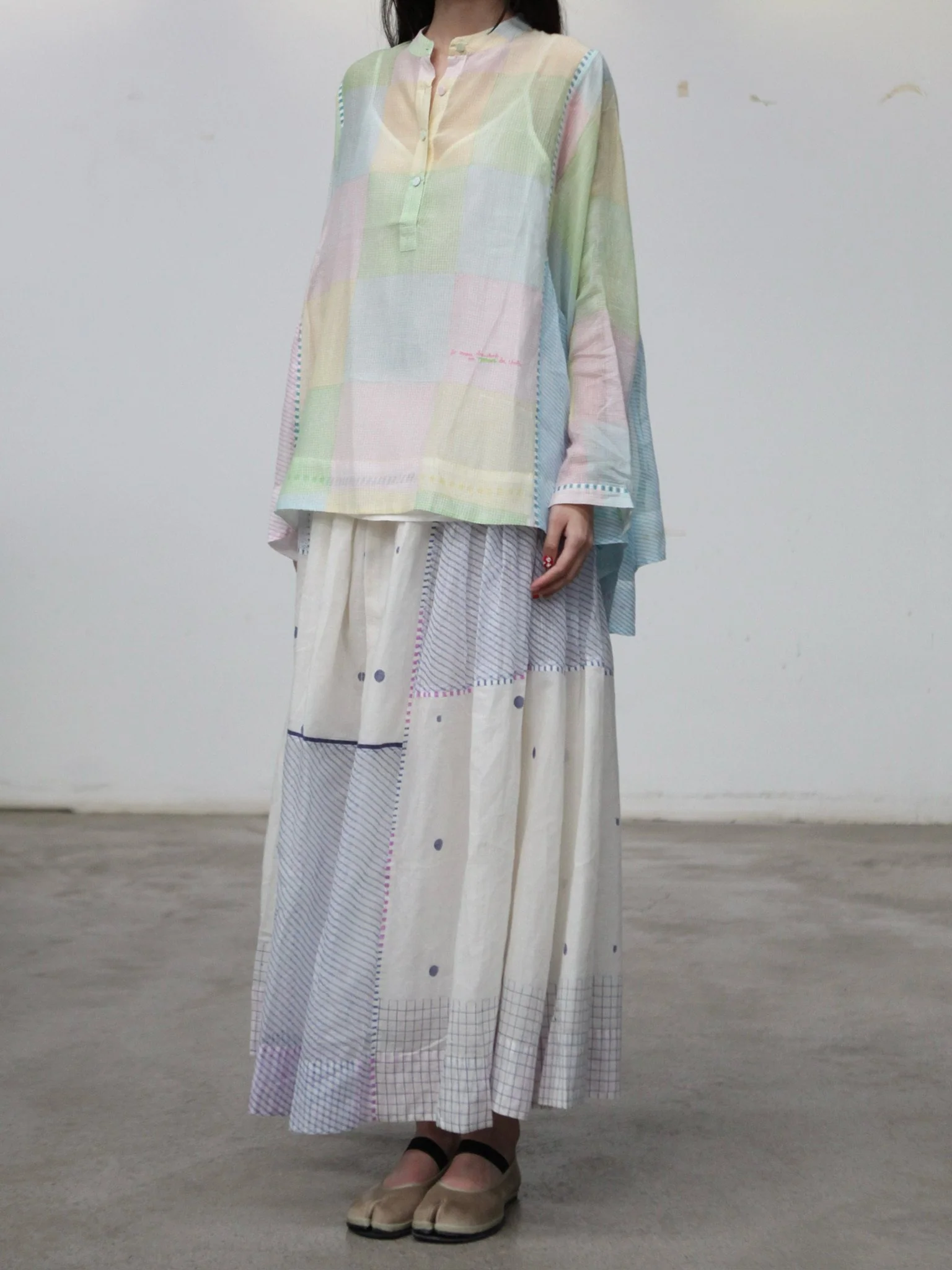 EKA Spring/Summer 2026 KOTA Patchwork Midi Skirt EKA-SS26122UBER-2-OFF WHITE (SS26121UBER-1) - Image 18